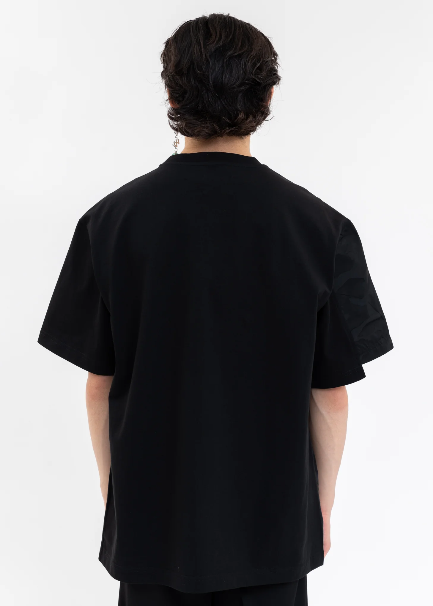BLACK LAYERED STITCH DETAIL T-SHIRT - Image 3
