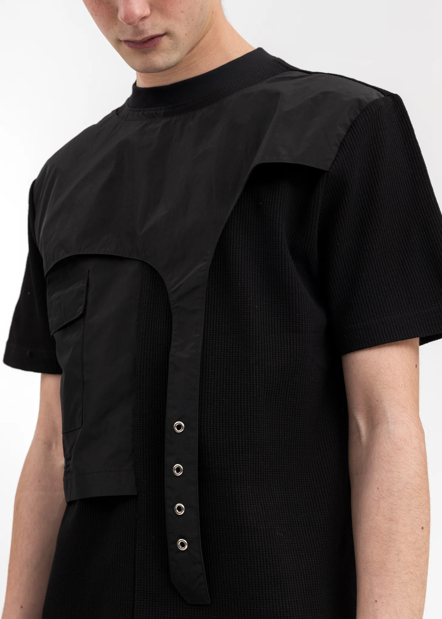 Black Layered T-Shirt w Strap - Image 2