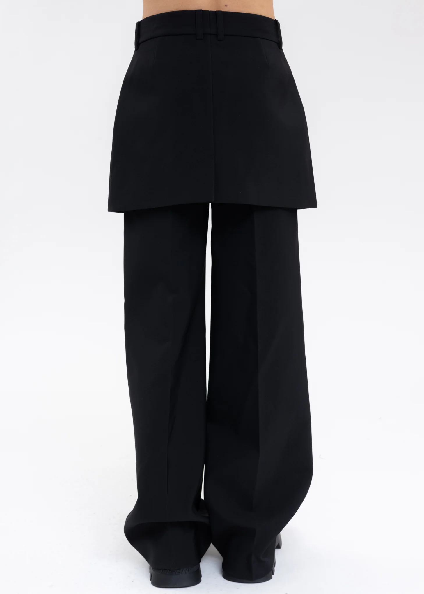 BLACK LAYERED WIDE FIT PANTS - Image 3