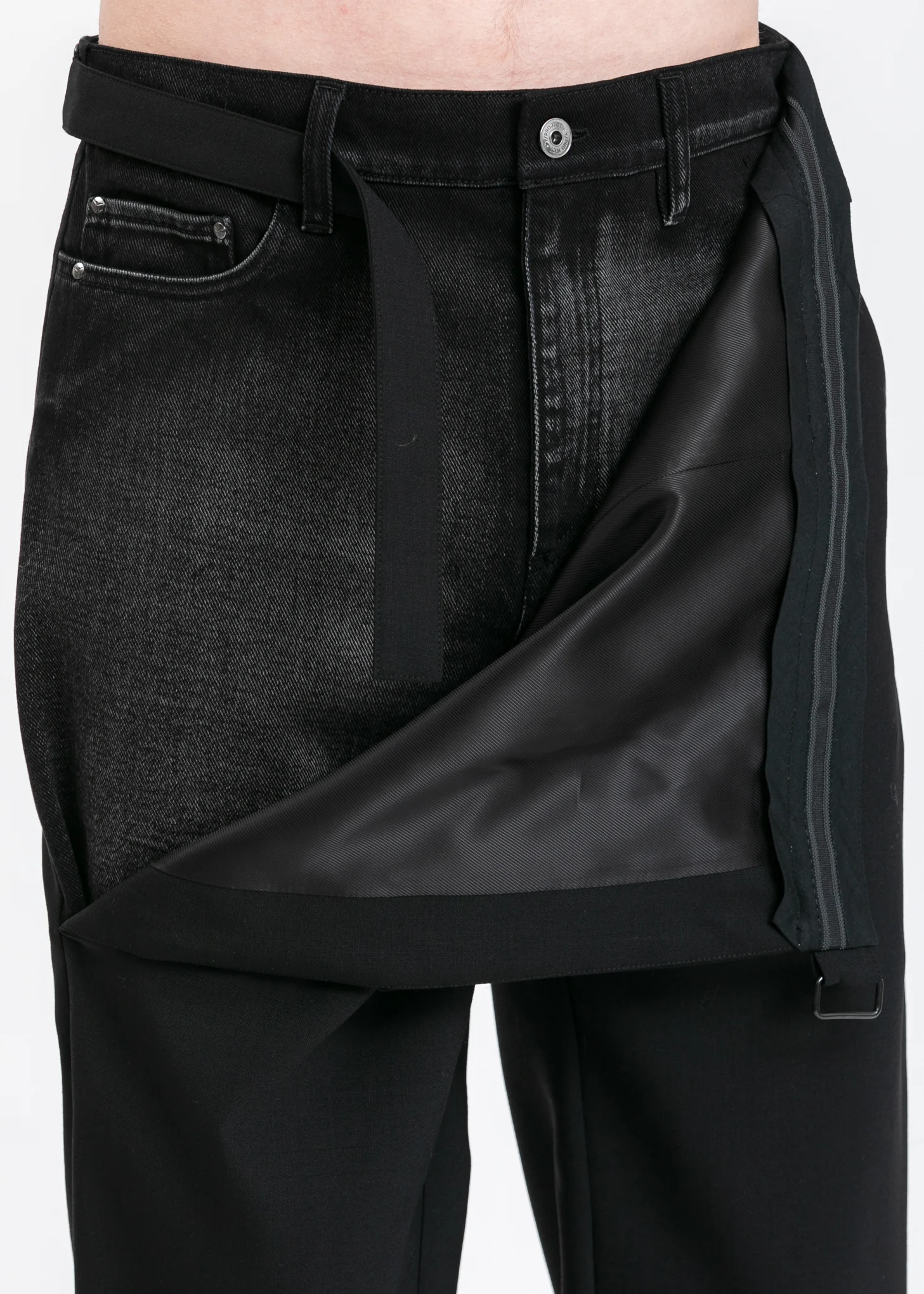 Black Lazy Trouser With Denim - Image 5
