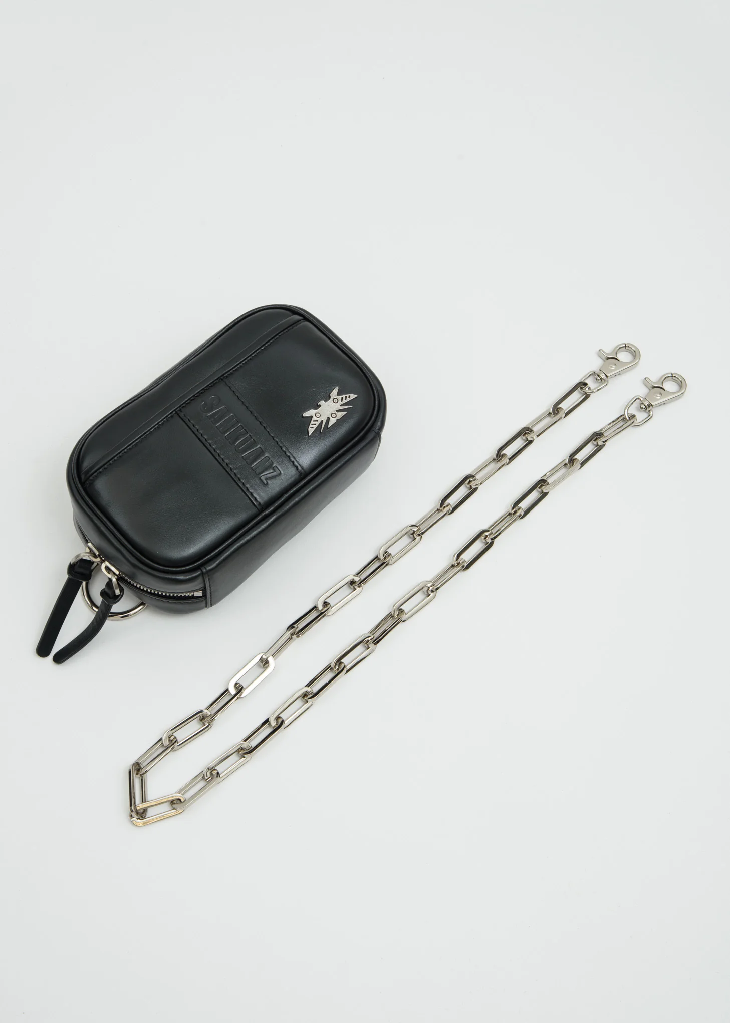 Black Leather Chain Pouch