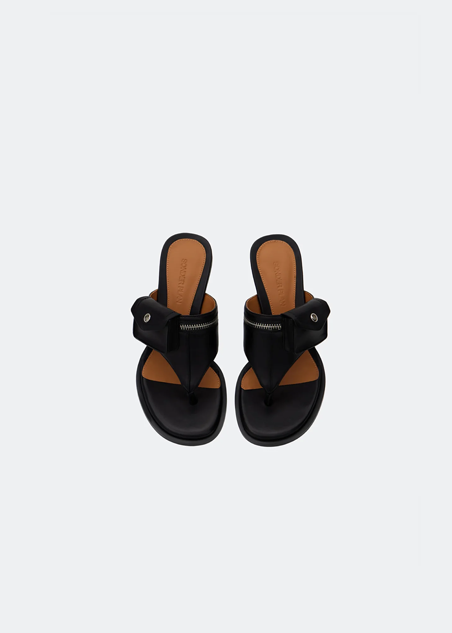 Black Leather Flip-Flops
