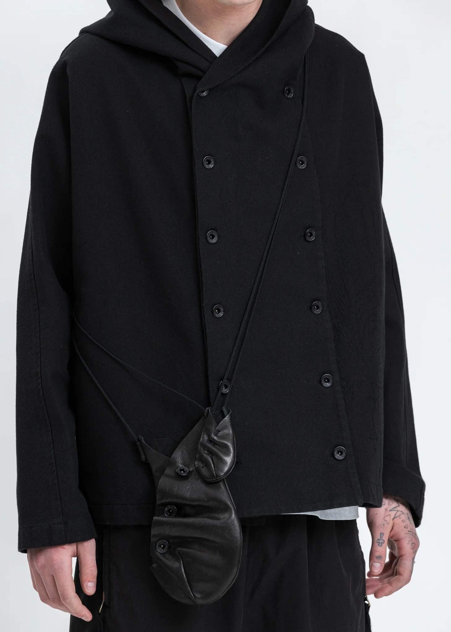 Black Leather Pocket Bag - Image 2
