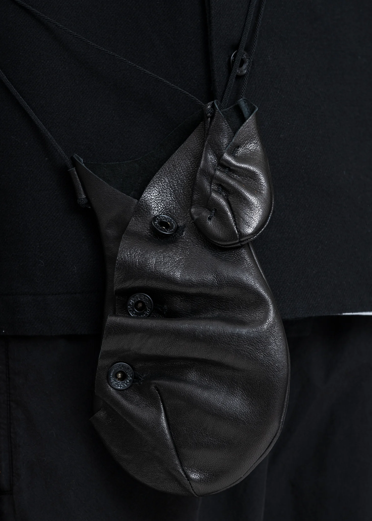 Black Leather Pocket Bag - Image 3