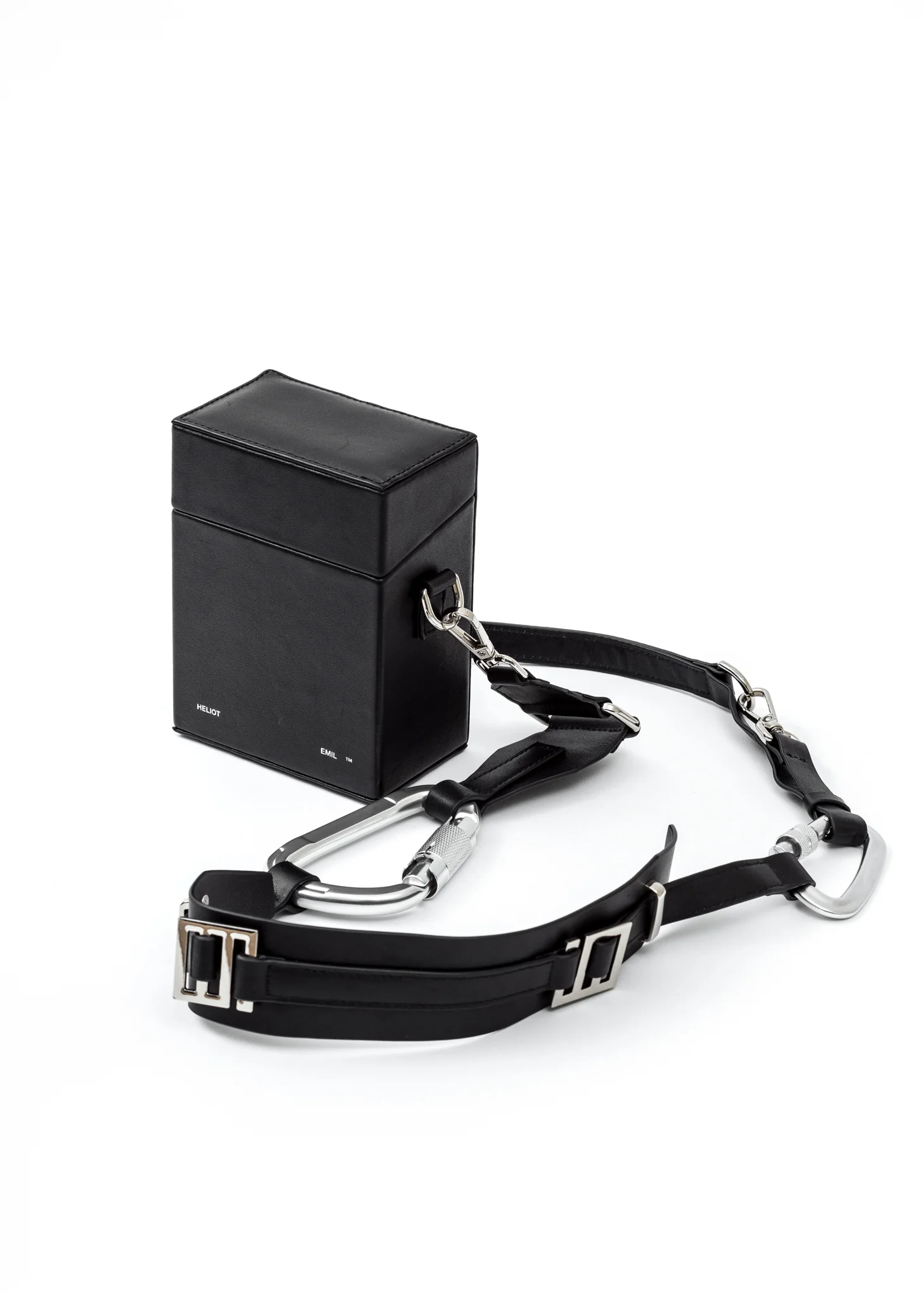 BLACK LEATHER STRAP BOX BAG - Image 3
