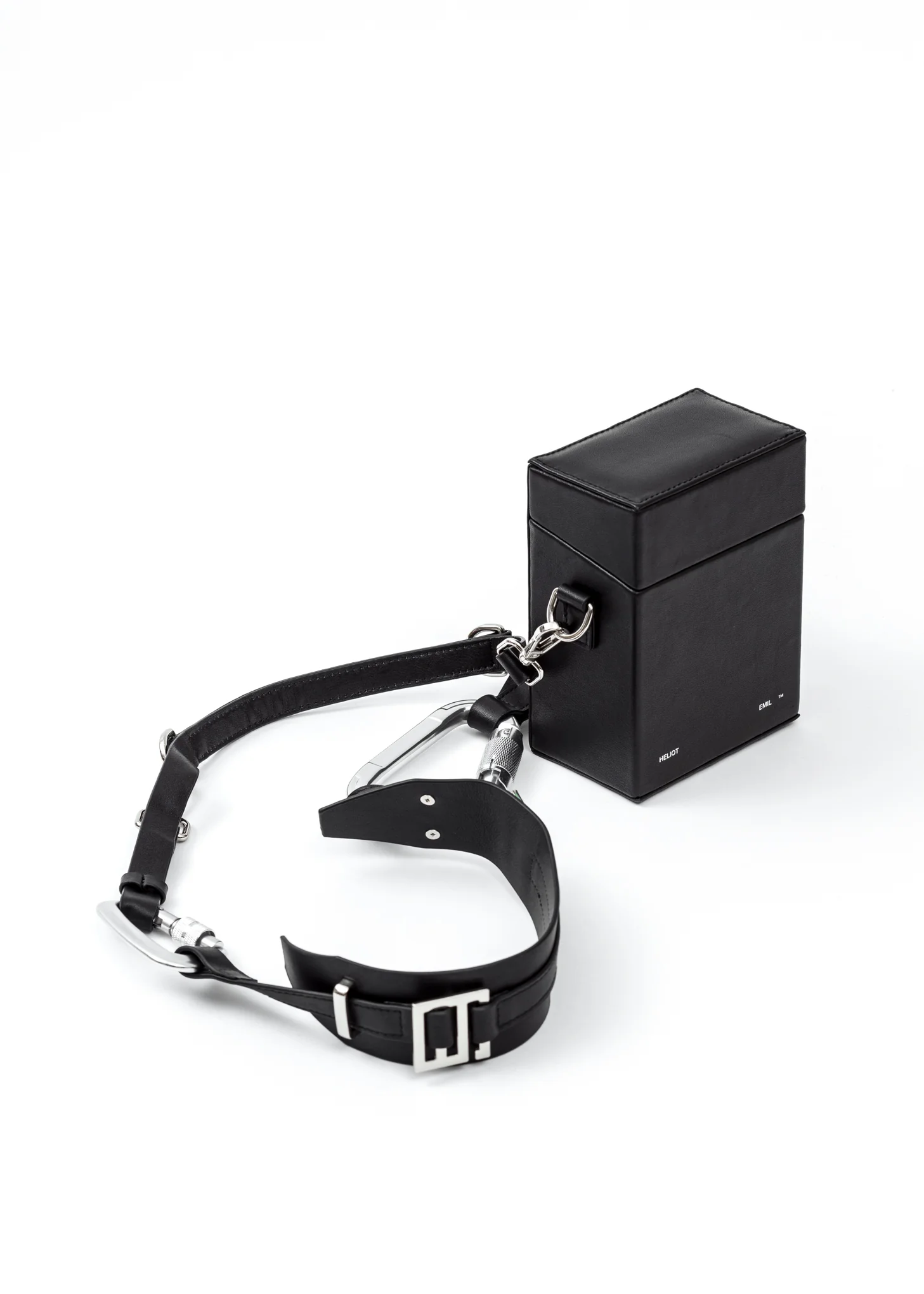 BLACK LEATHER STRAP BOX BAG - Image 5