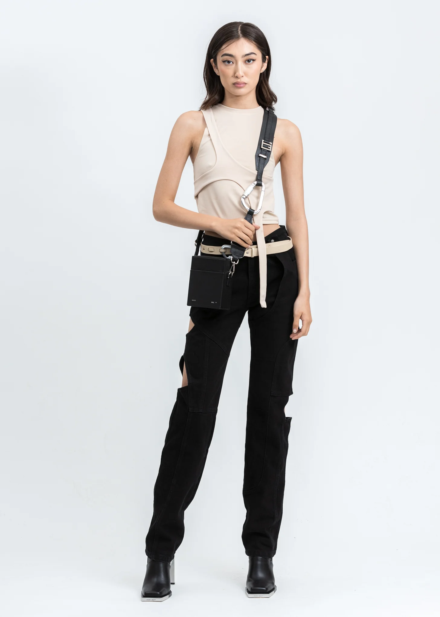 BLACK LEATHER STRAP BOX BAG - Image 8