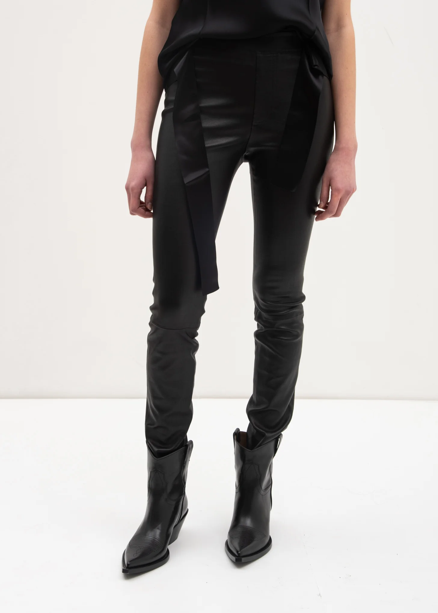 Black Leather Stretch Leggings