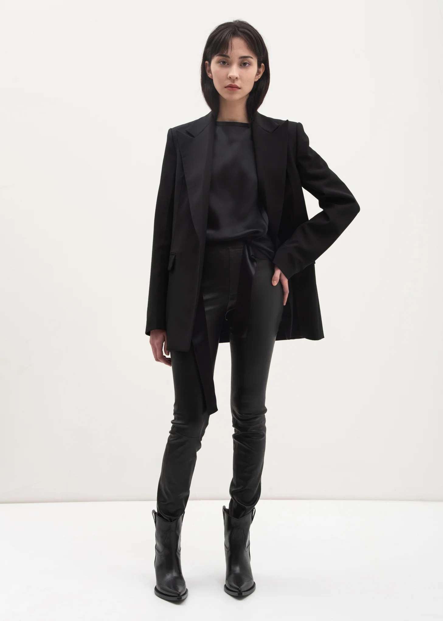 Black Leather Stretch Leggings - Image 5