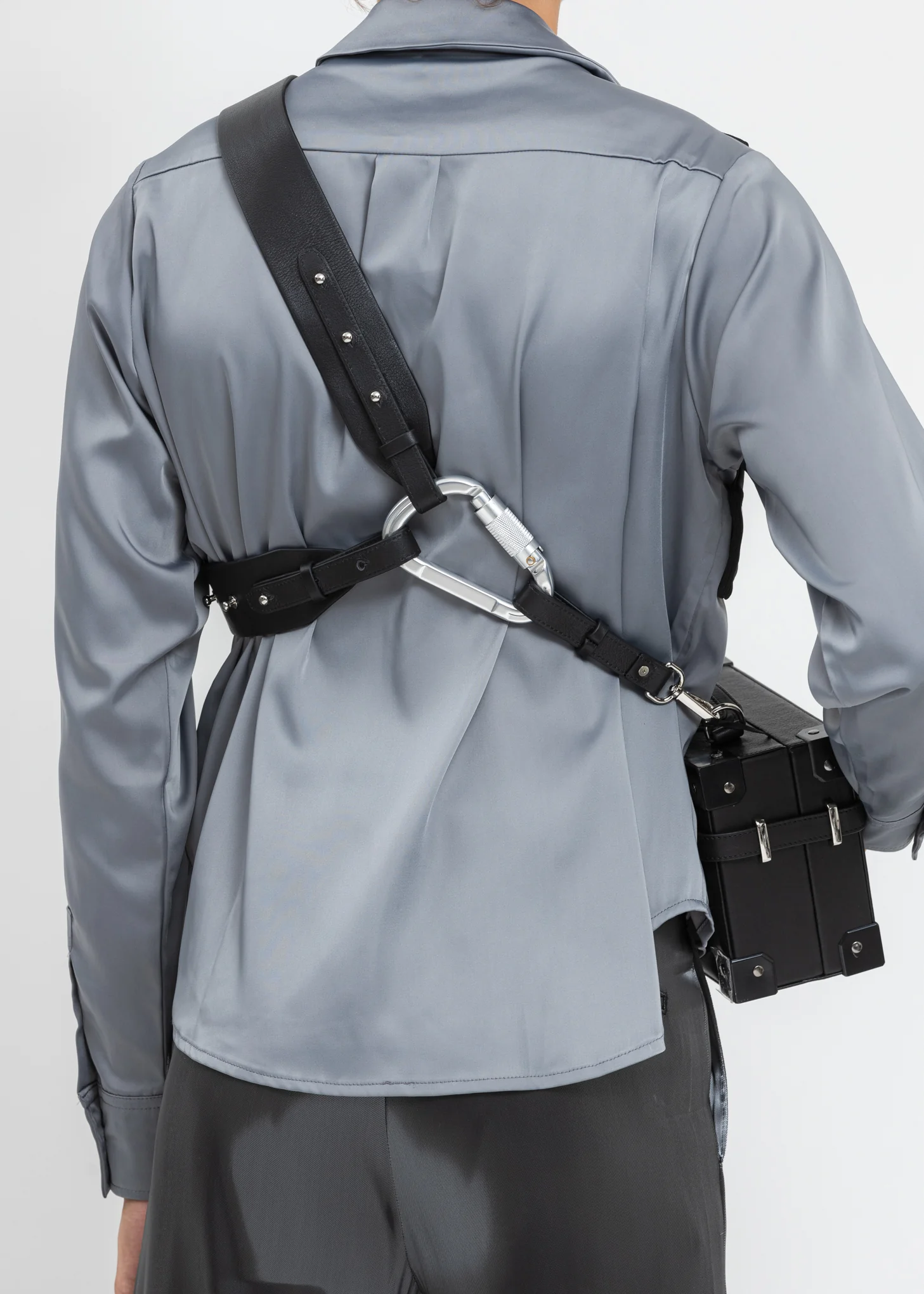 Black Leather Trunk Bag - Image 3