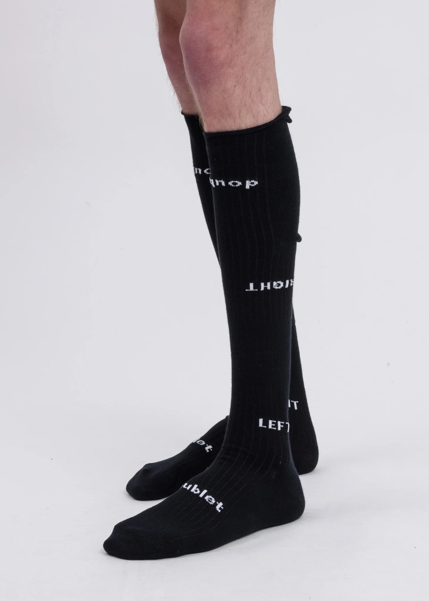 Black "Left And Right" High Socks