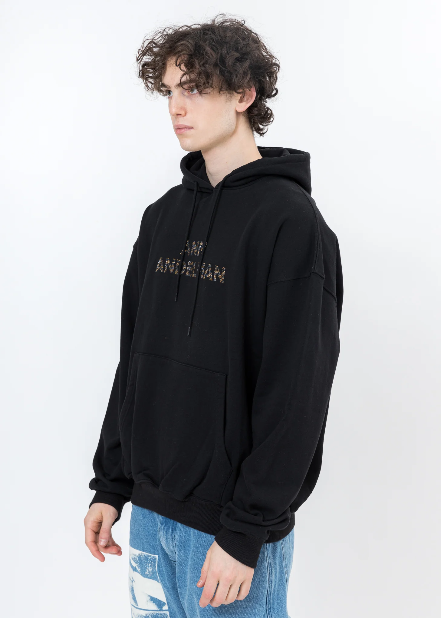 Black Leopard Rhinestone Logo Hoodie - Image 3