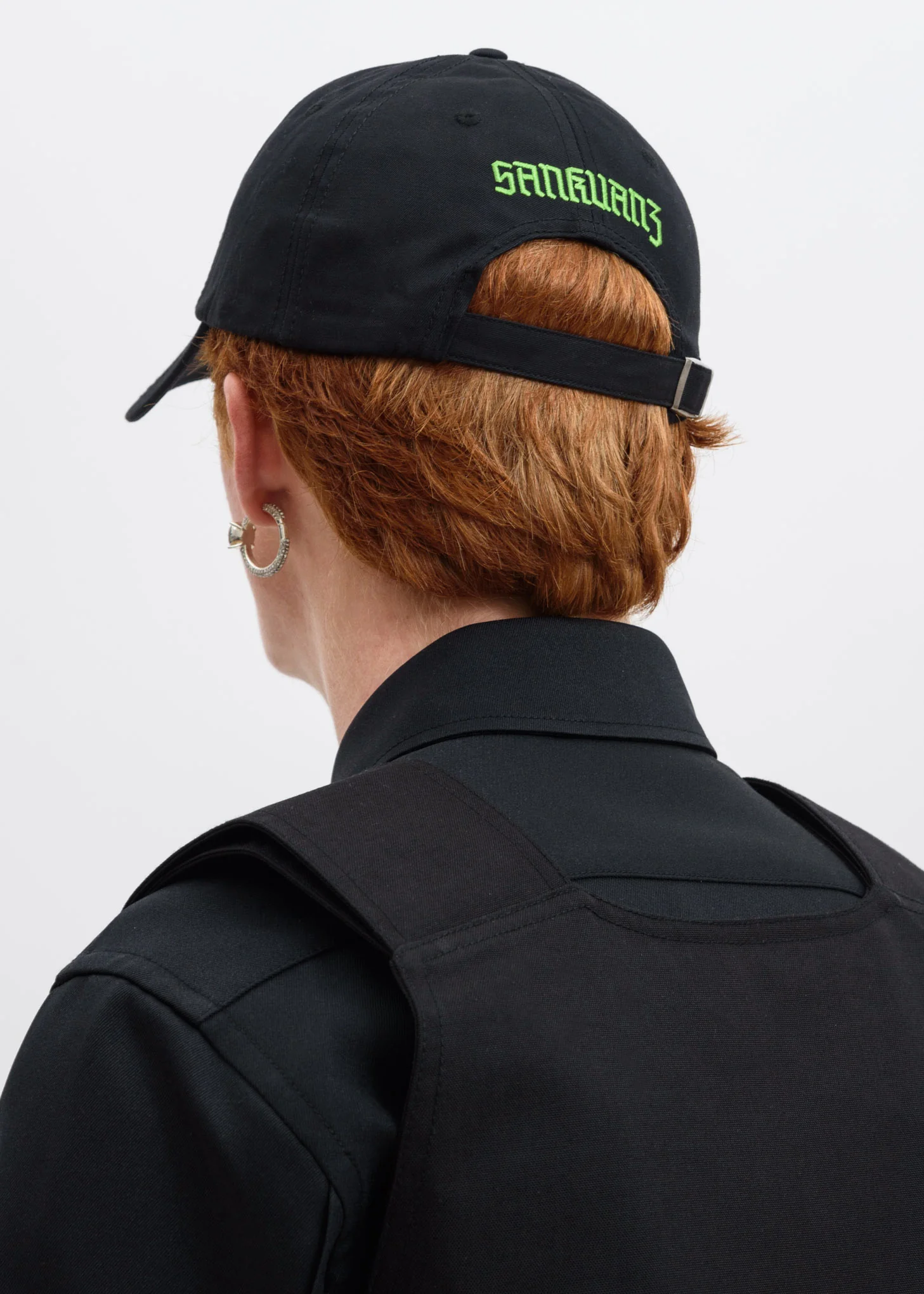 Black Lime Green Embroidery Cap - Image 3