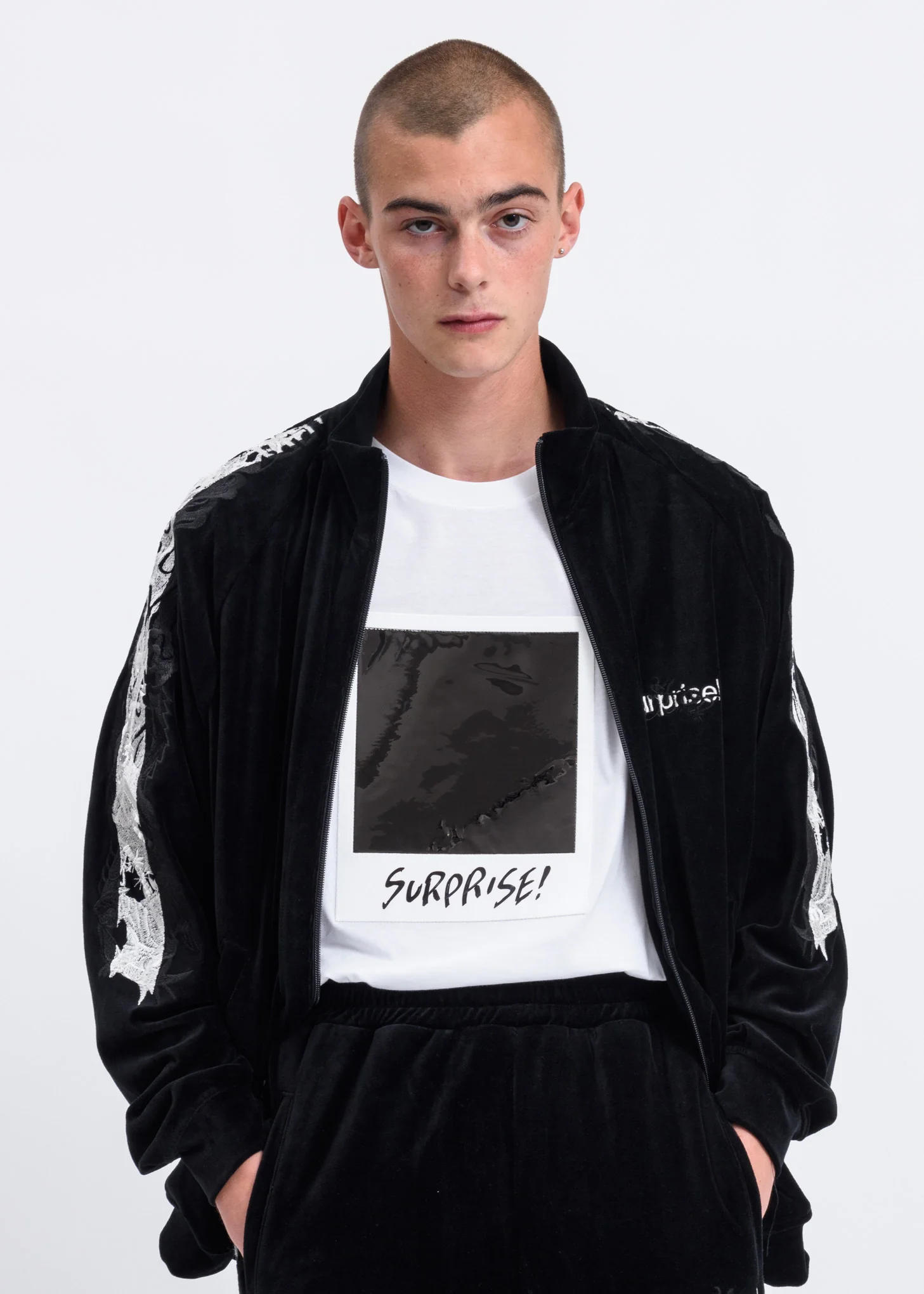 Black Lined Chaos Embroidery Track Jacket - Image 4