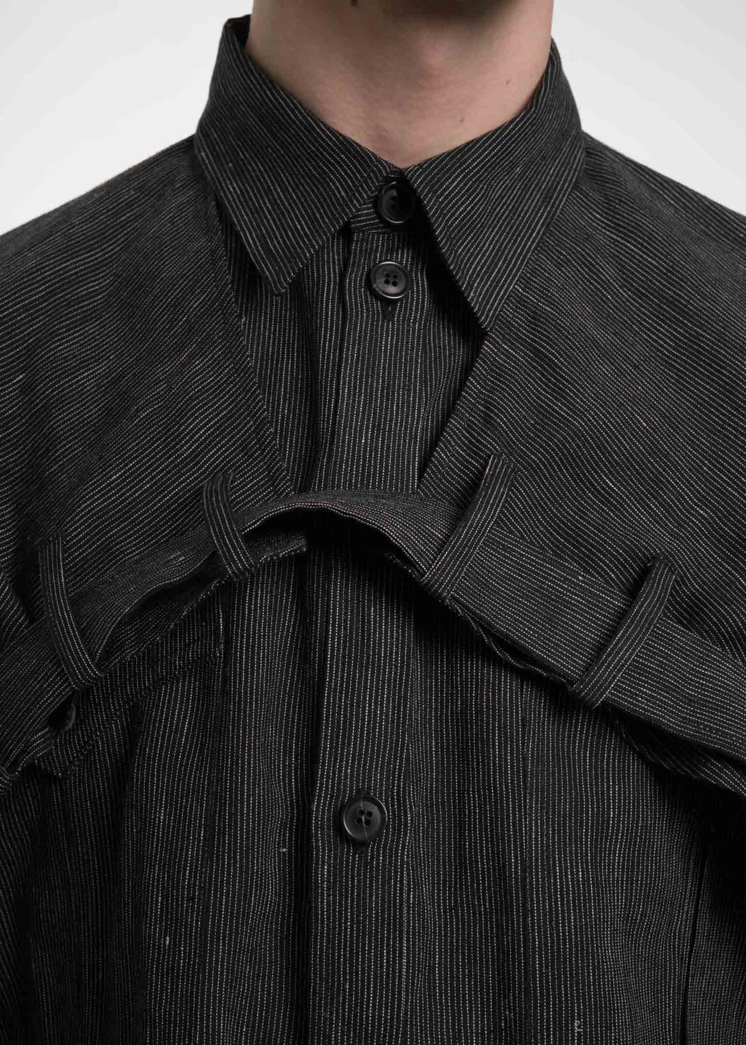 Black Linen Double Shoulder Shirt - Image 5