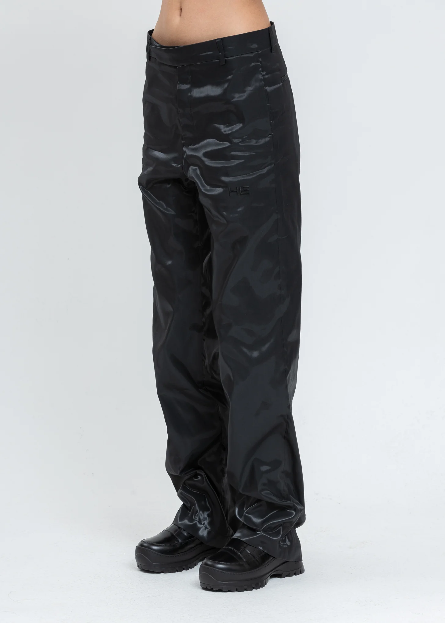 Black Liquid Metal Trousers - Image 2
