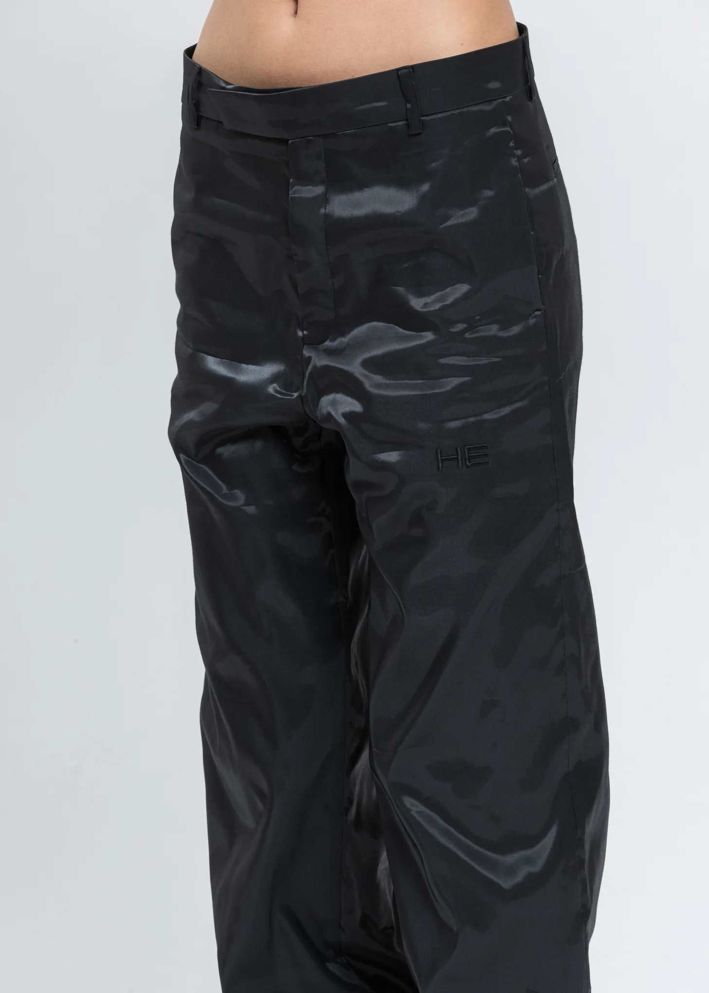 Black Liquid Metal Trousers - Image 4