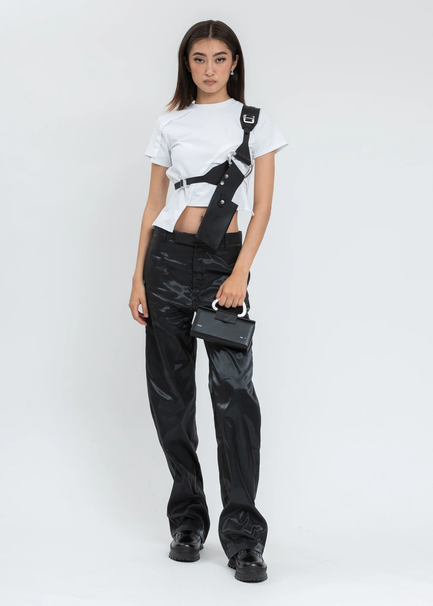 Black Liquid Metal Trousers - Image 5