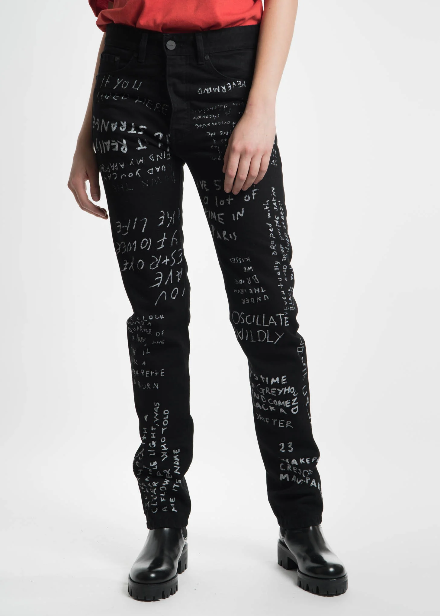 Black Locomotion Blanco Printed Denim