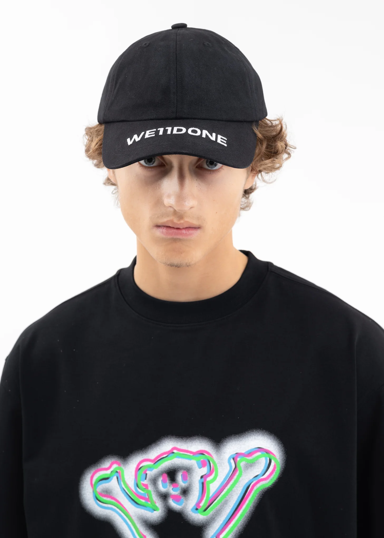 BLACK LOGO BASEBALL WASHED CAP