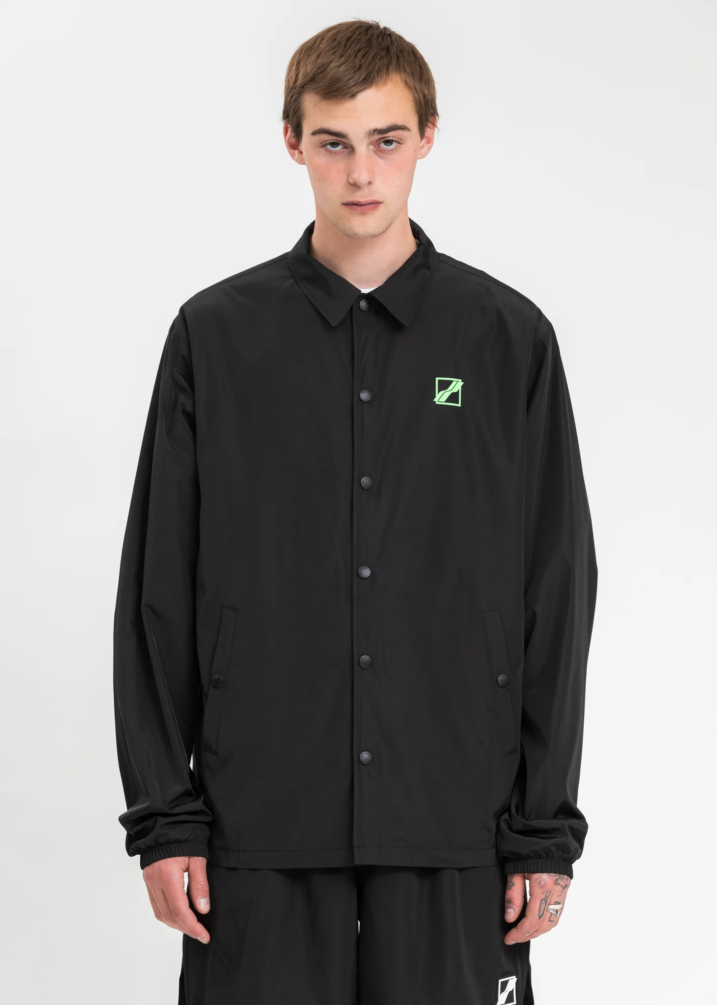 Black Logo Basic Windbreaker