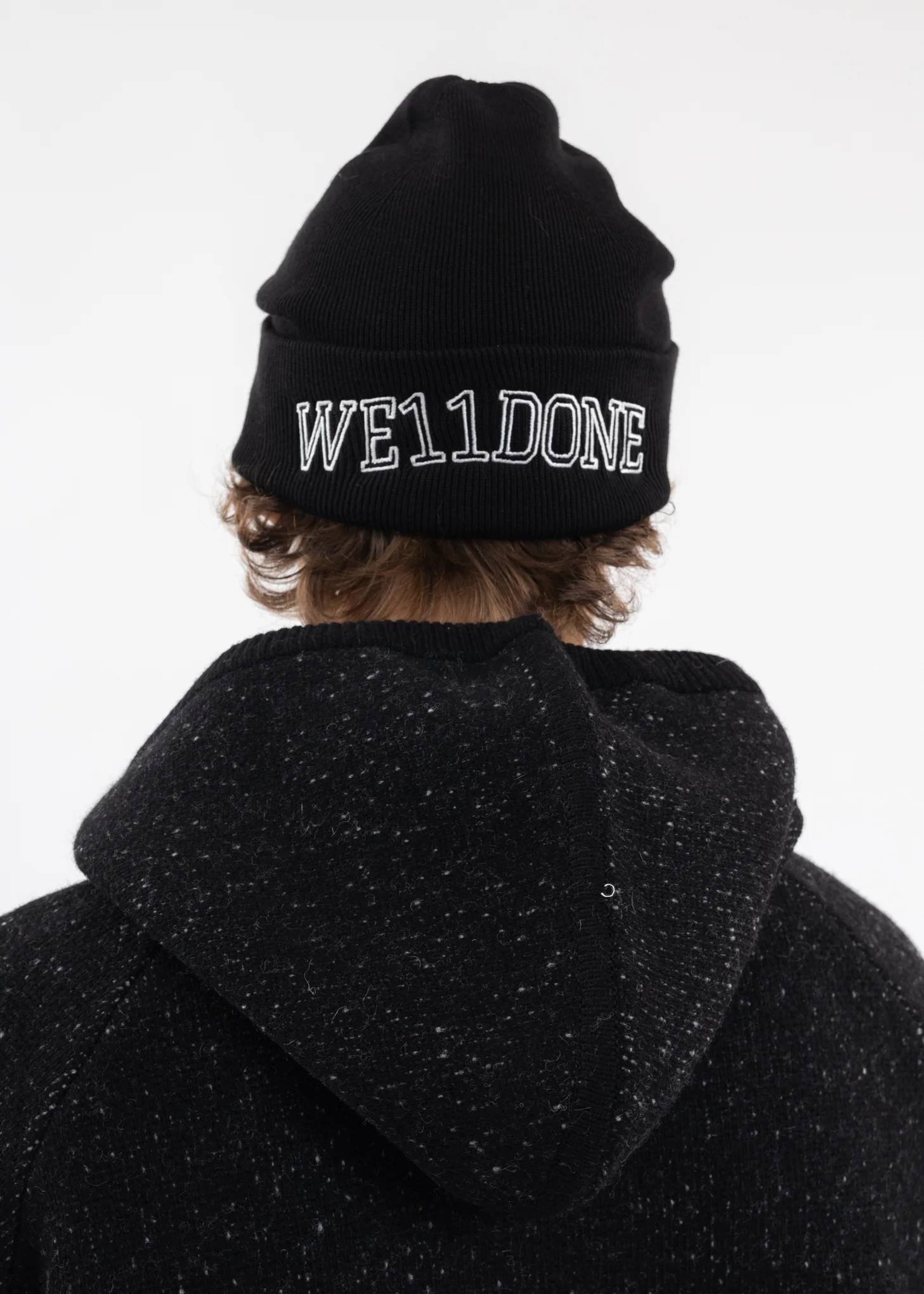 BLACK LOGO EMBROIDERED BEANIE - Image 2