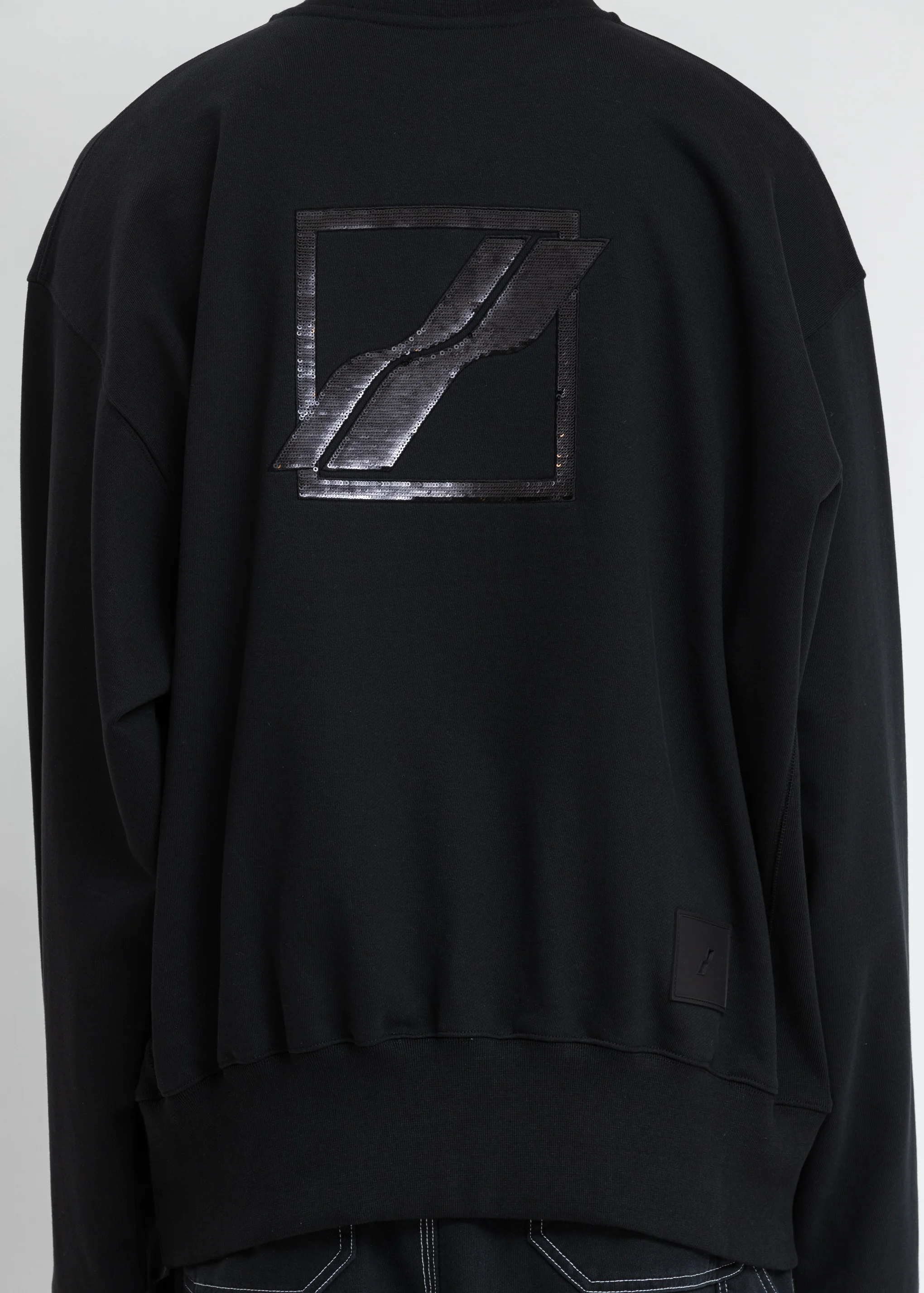 Black Logo Embroidered Henley Sweater - Image 5