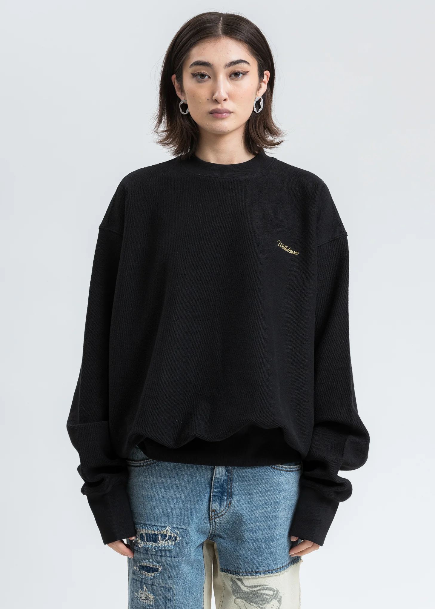 Black Logo Embroidery Sweatshirt