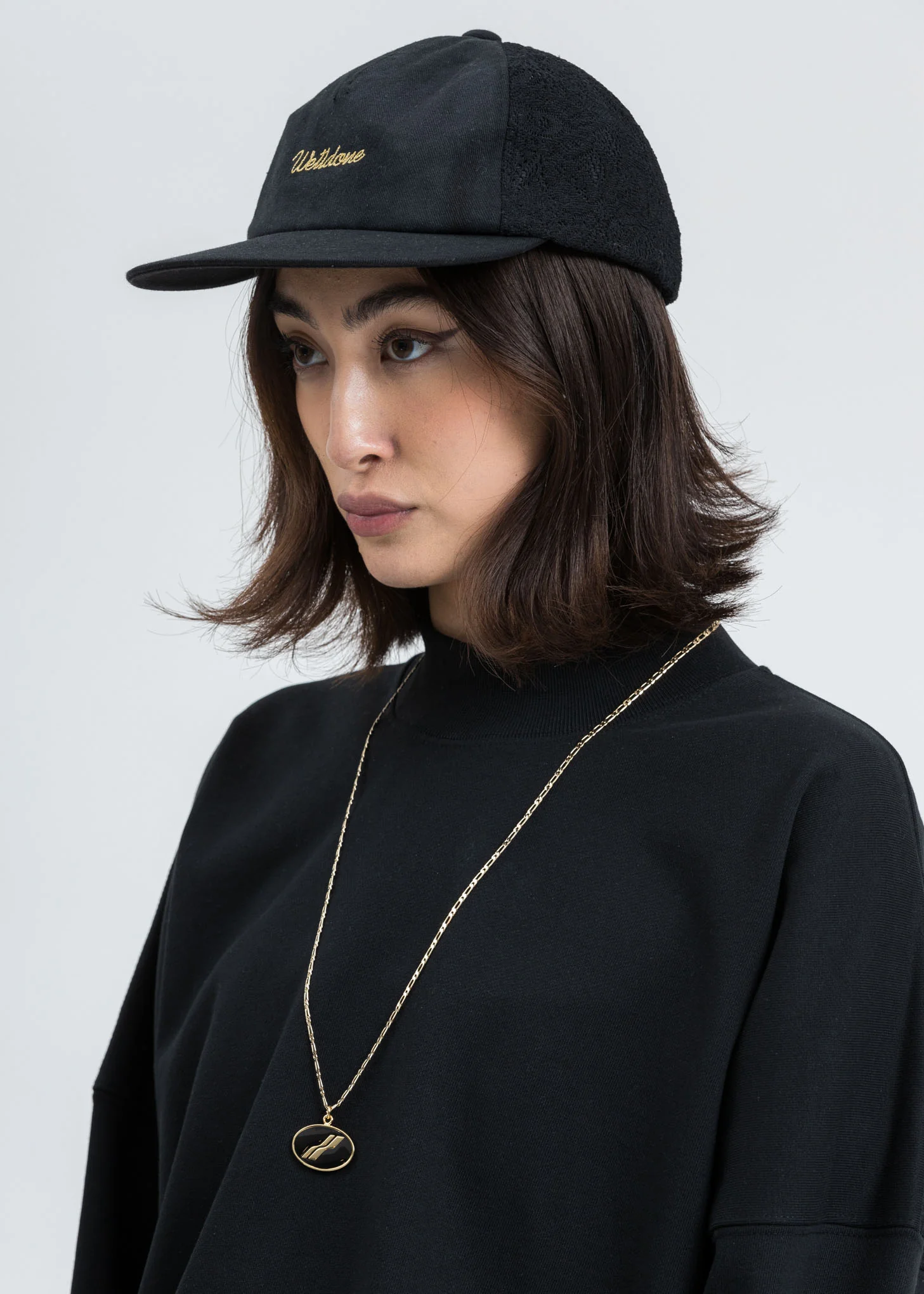 Black Logo Lace Cap