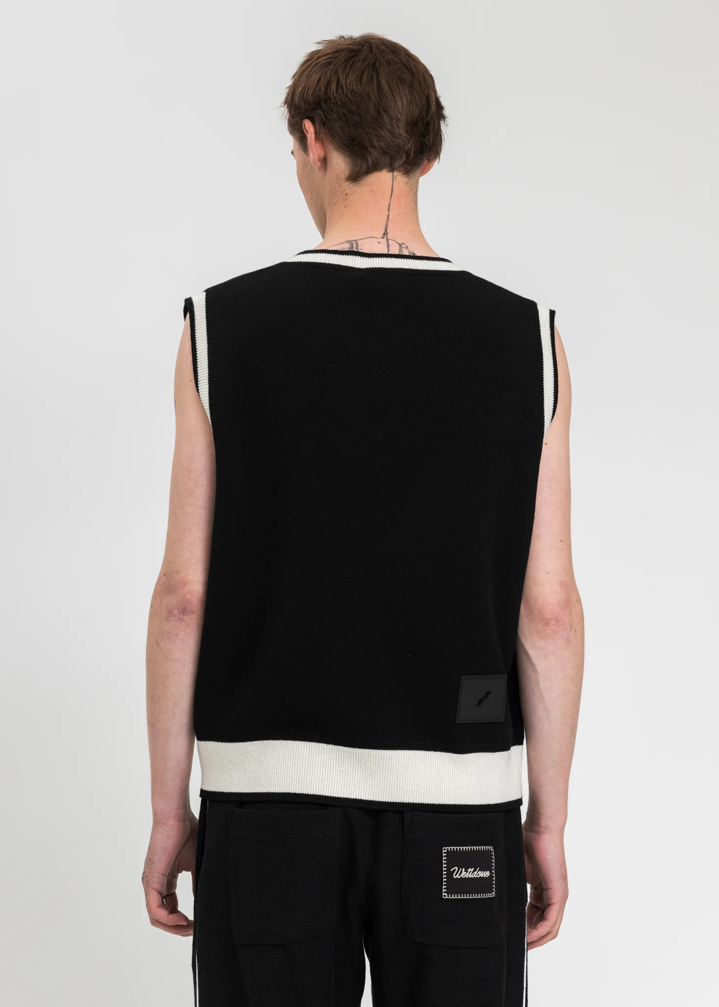 Black Logo Metal Detail Knit Vest - Image 2