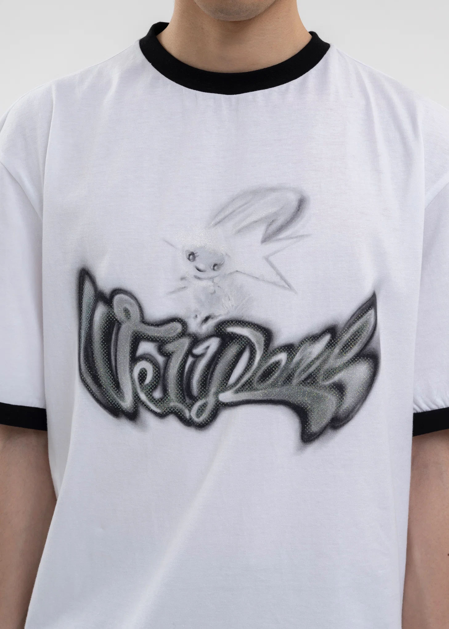 BLACK LOGO MONSTER PRINT RINGER T-SHIRT - Image 4