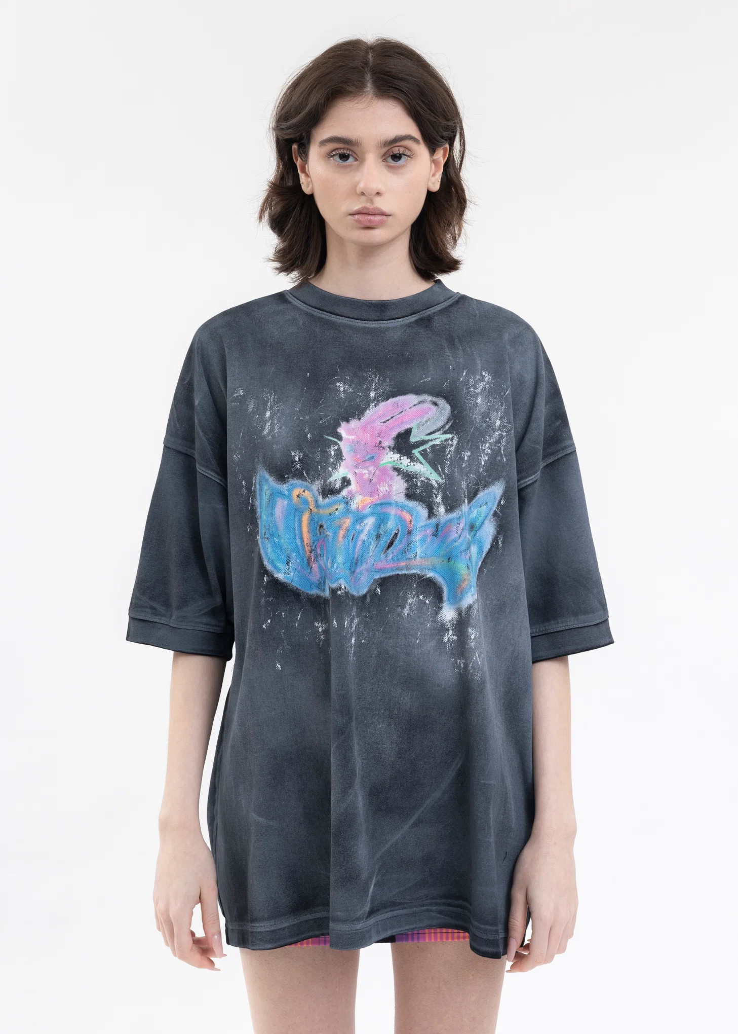 BLACK LOGO MONSTER PRINT T-SHIRT
