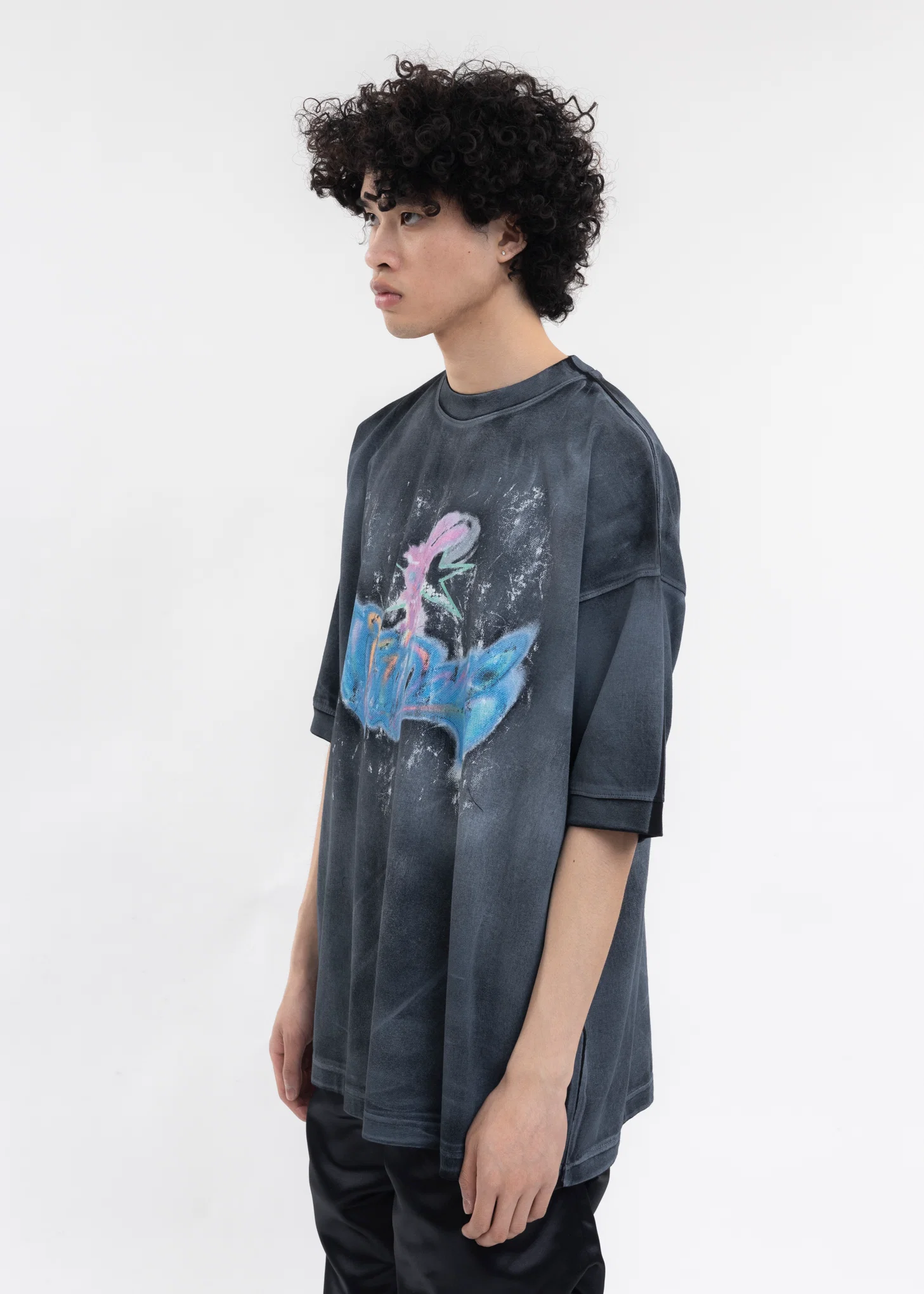 BLACK LOGO MONSTER PRINT T-SHIRT - Image 3