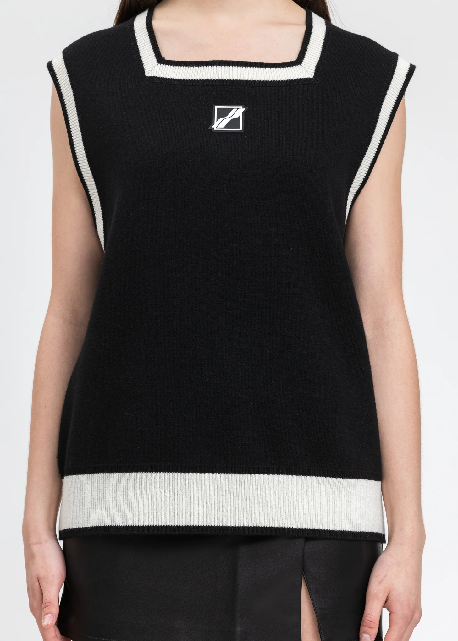 Black Logo Patched Square Neck Vest - Image 3