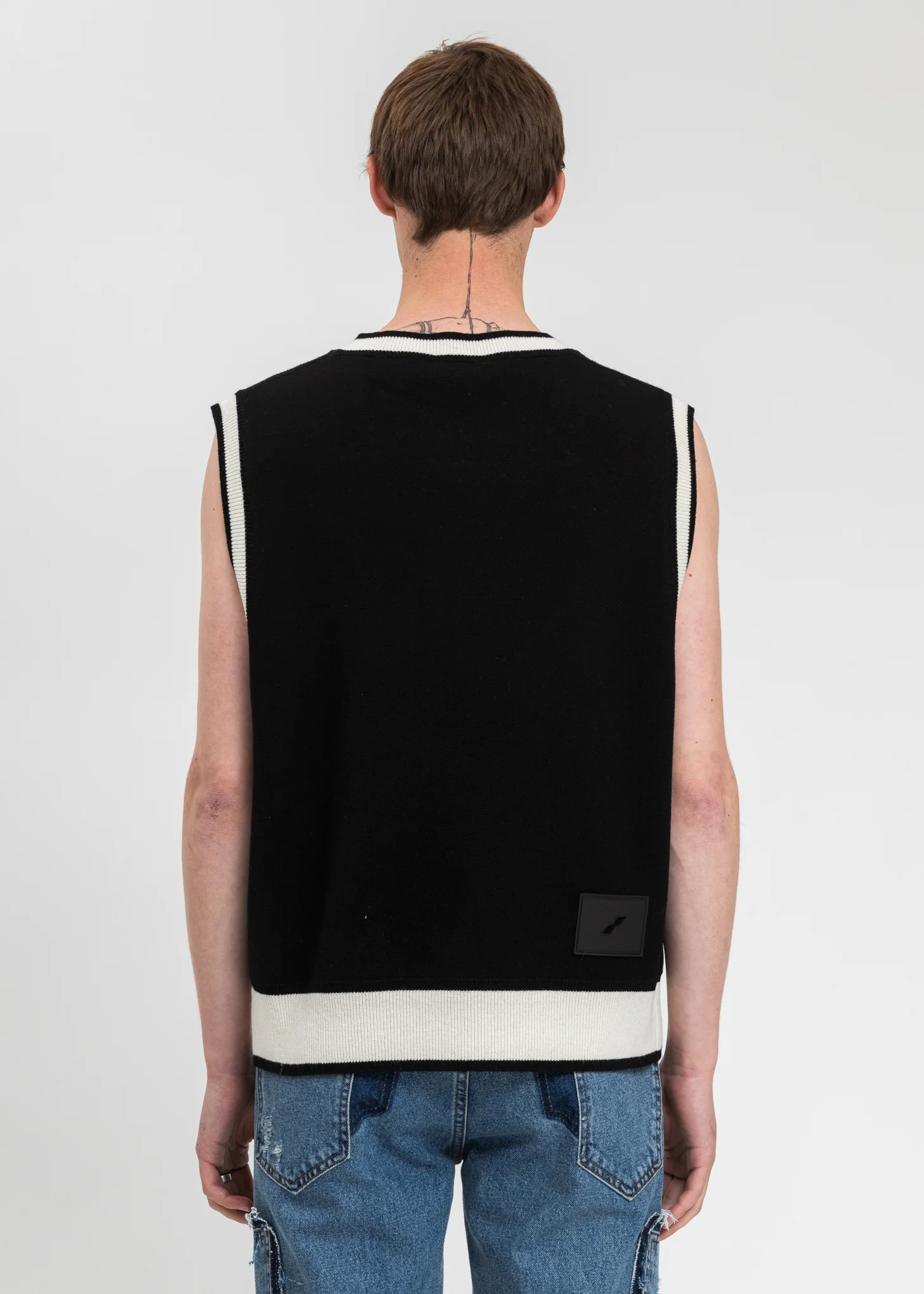 Black Logo Patched Square Neck Vest - Image 2