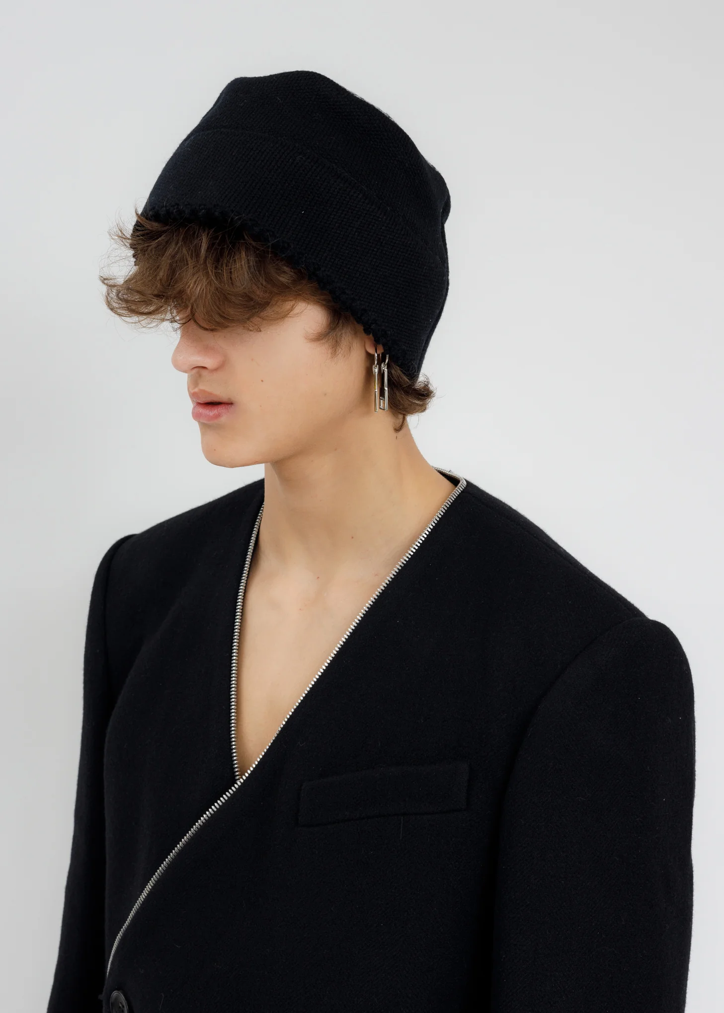 Black Logo Pile Knit Bucket Hat