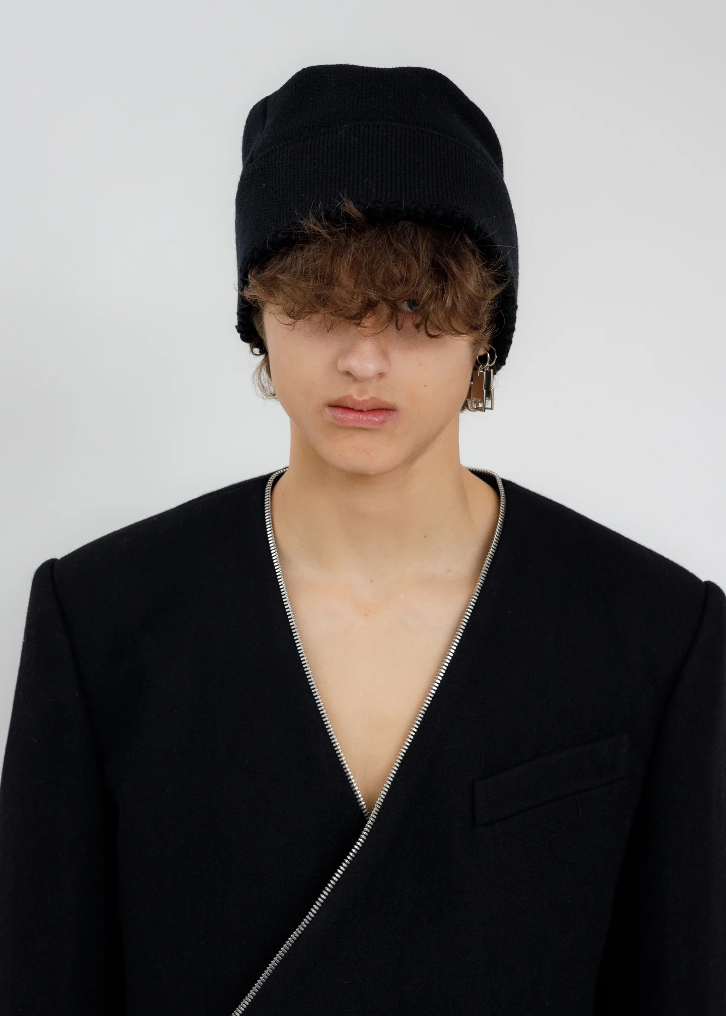 Black Logo Pile Knit Bucket Hat - Image 3