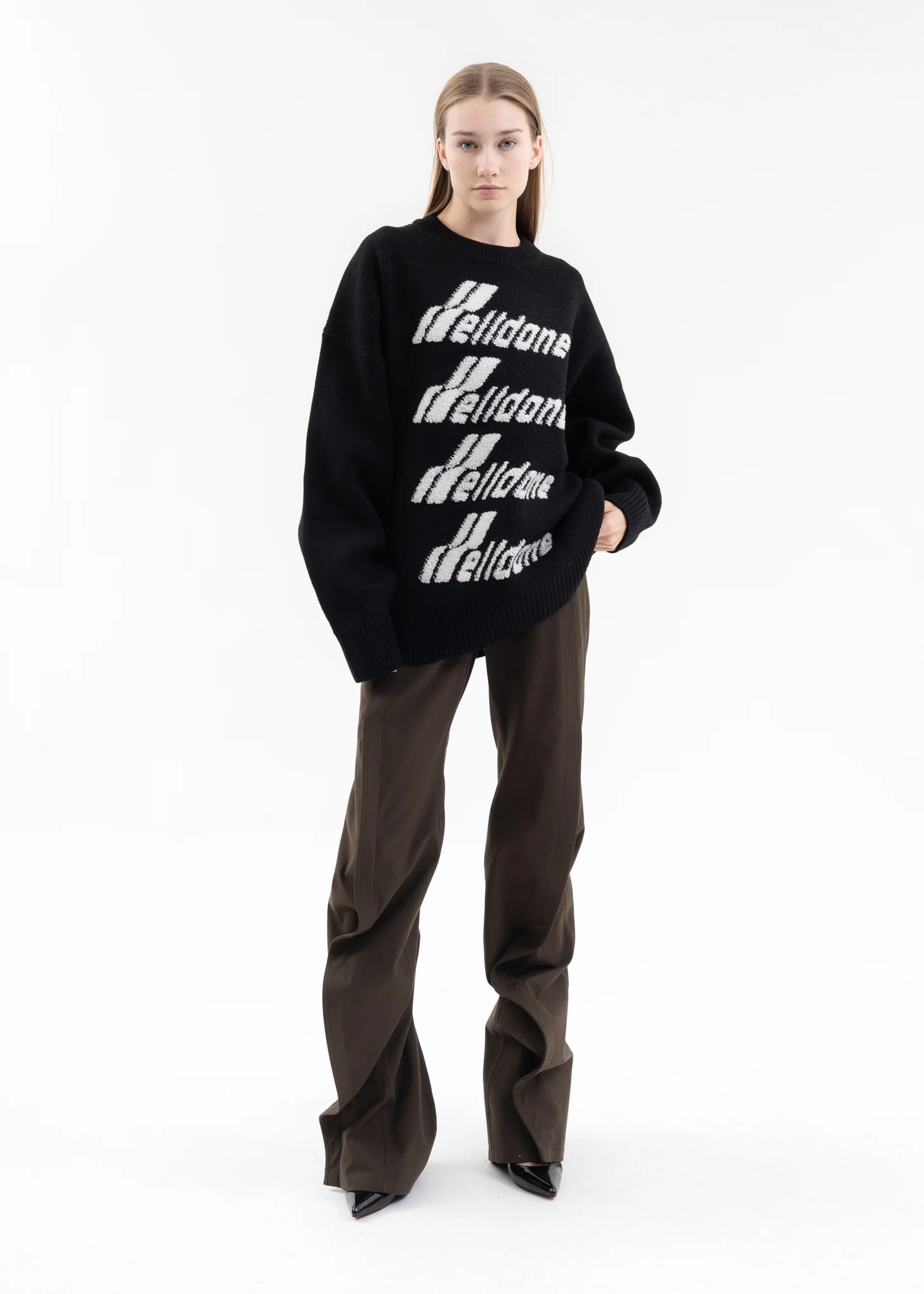 BLACK LOGO PILE KNIT SWEATER - Image 5