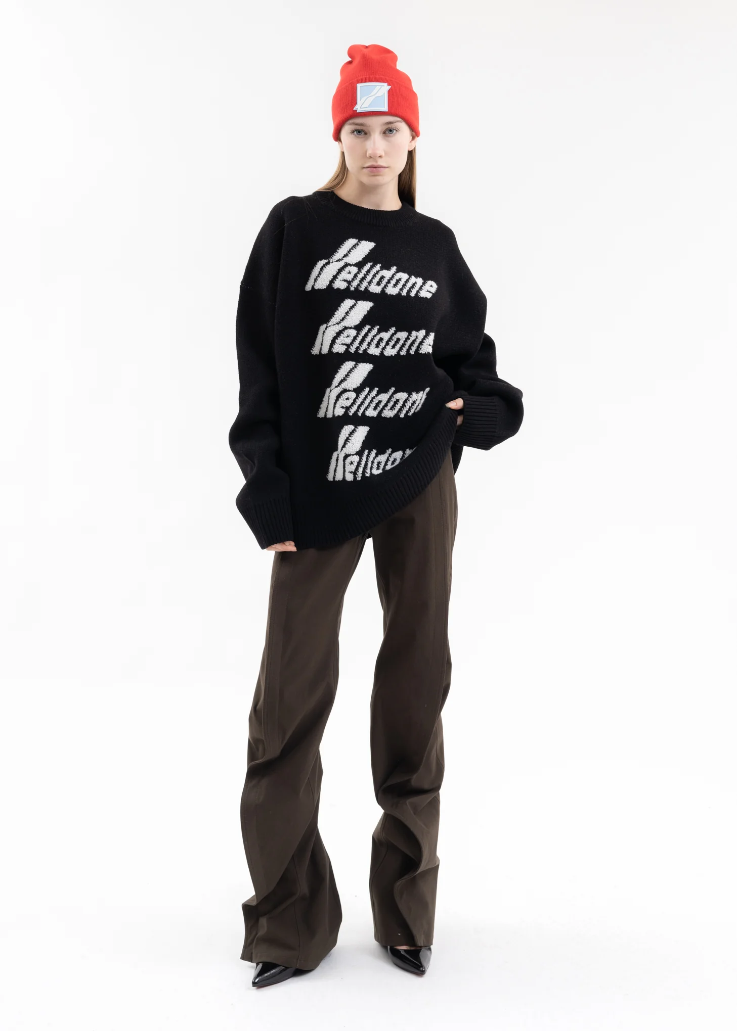 BLACK LOGO PILE KNIT SWEATER - Image 6