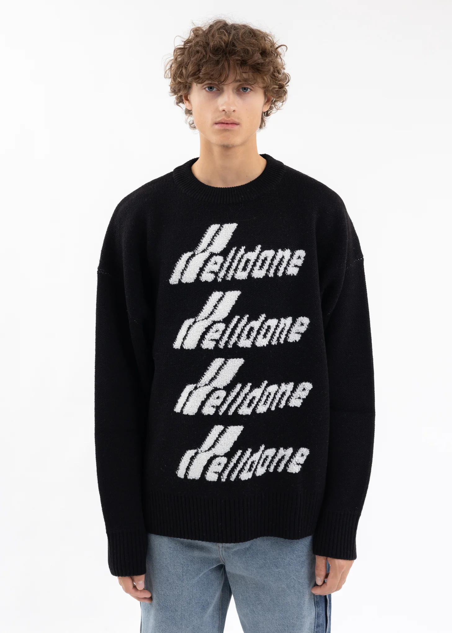 BLACK LOGO PILE KNIT SWEATER