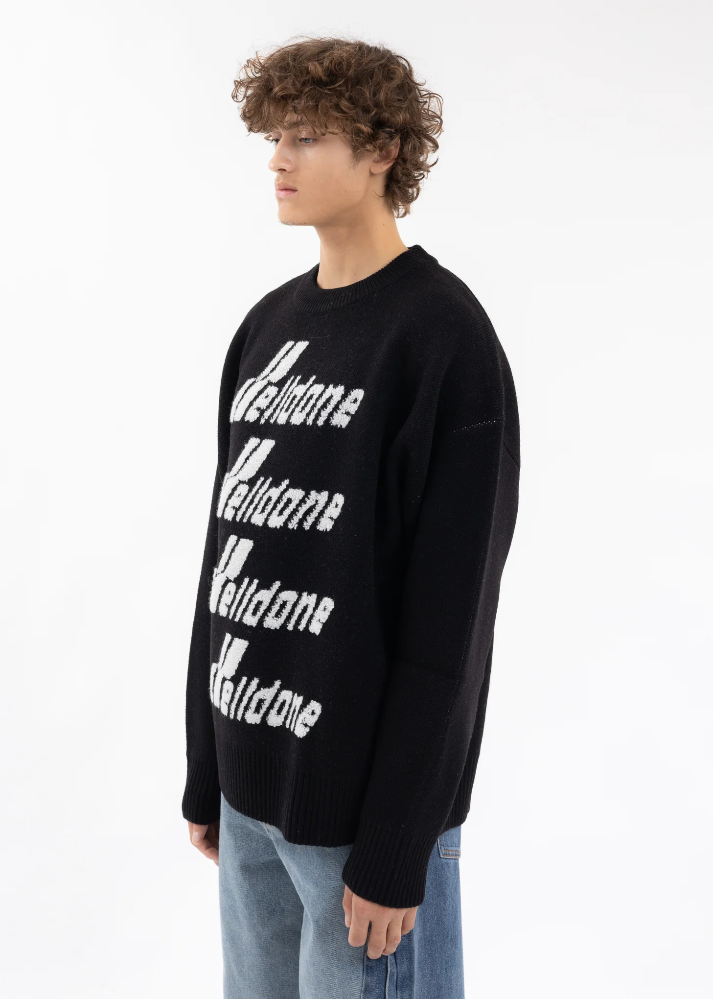 BLACK LOGO PILE KNIT SWEATER - Image 4