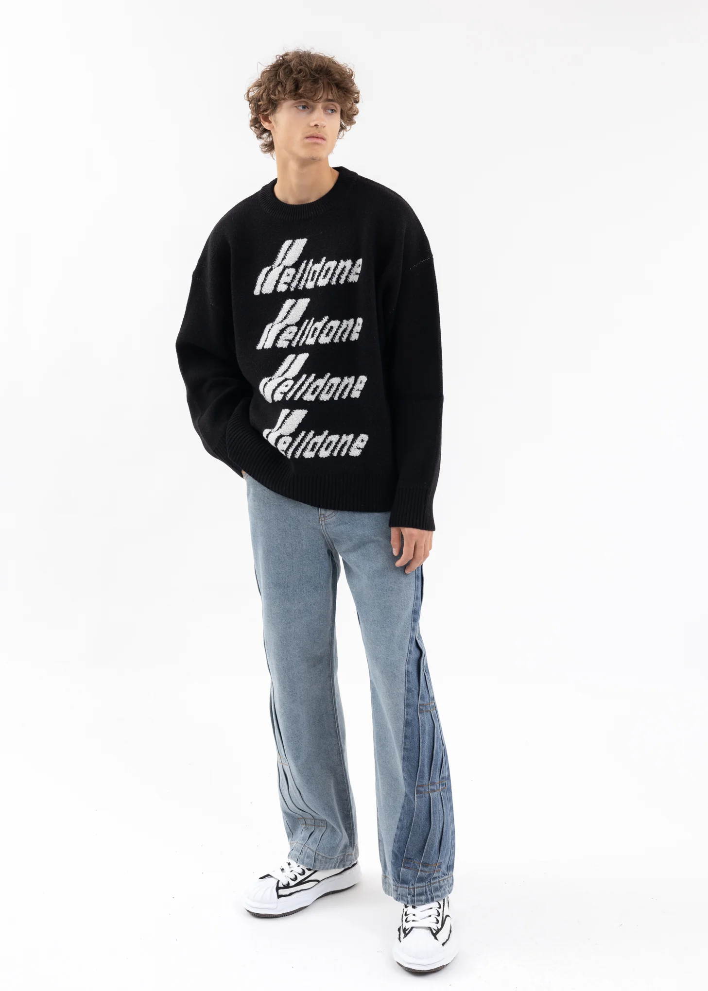 BLACK LOGO PILE KNIT SWEATER - Image 5