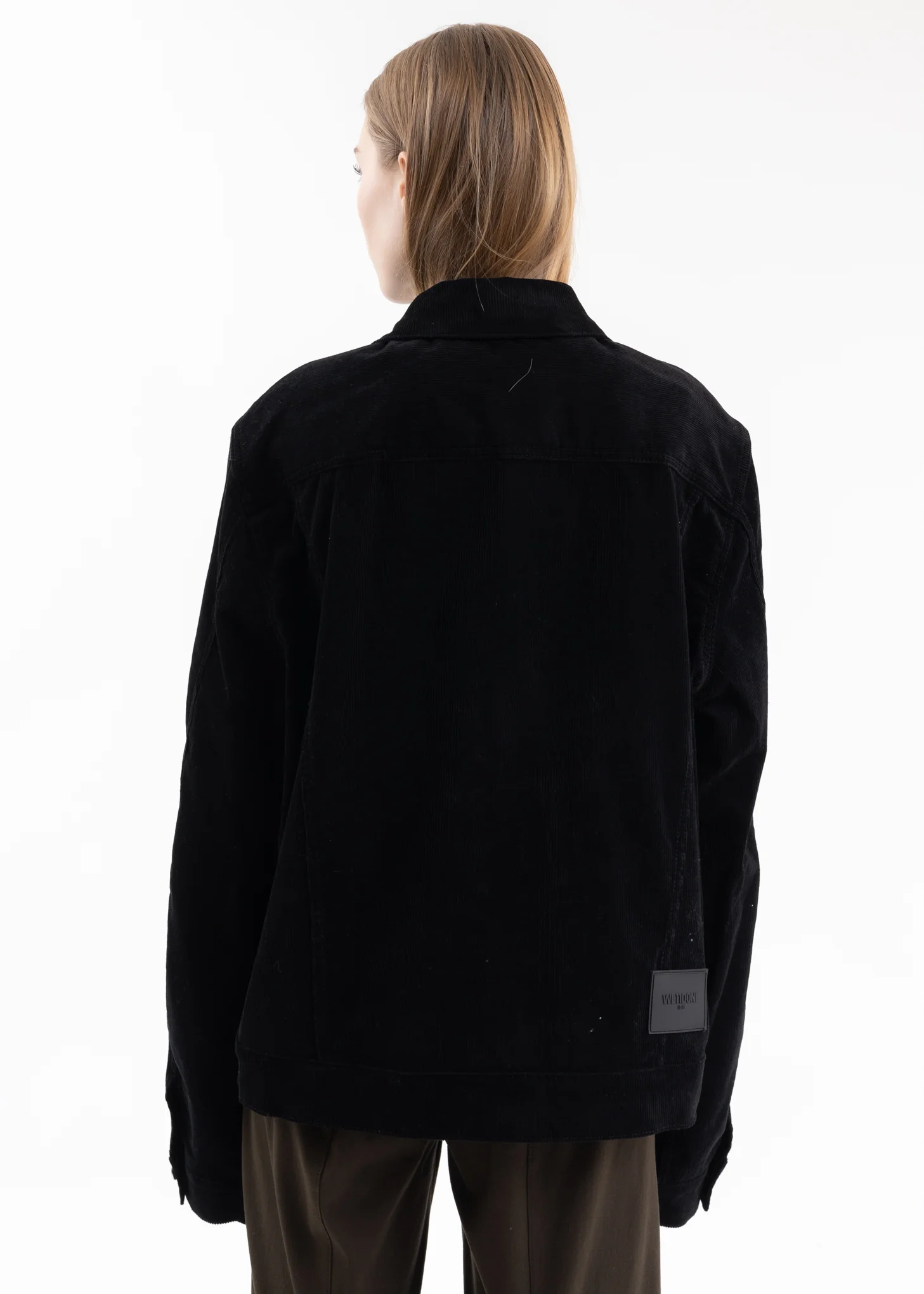 BLACK LOGO PRINT CORDUROY JACKET - Image 4