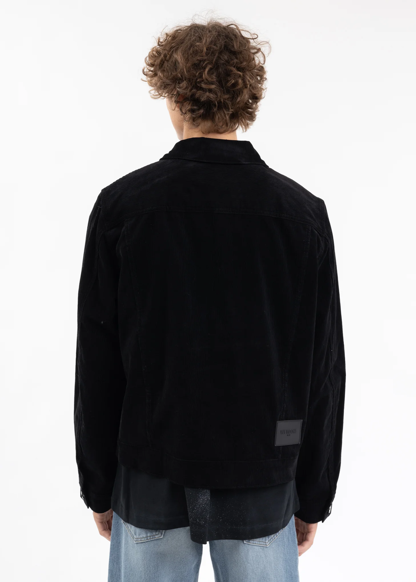 BLACK LOGO PRINT CORDUROY JACKET - Image 2
