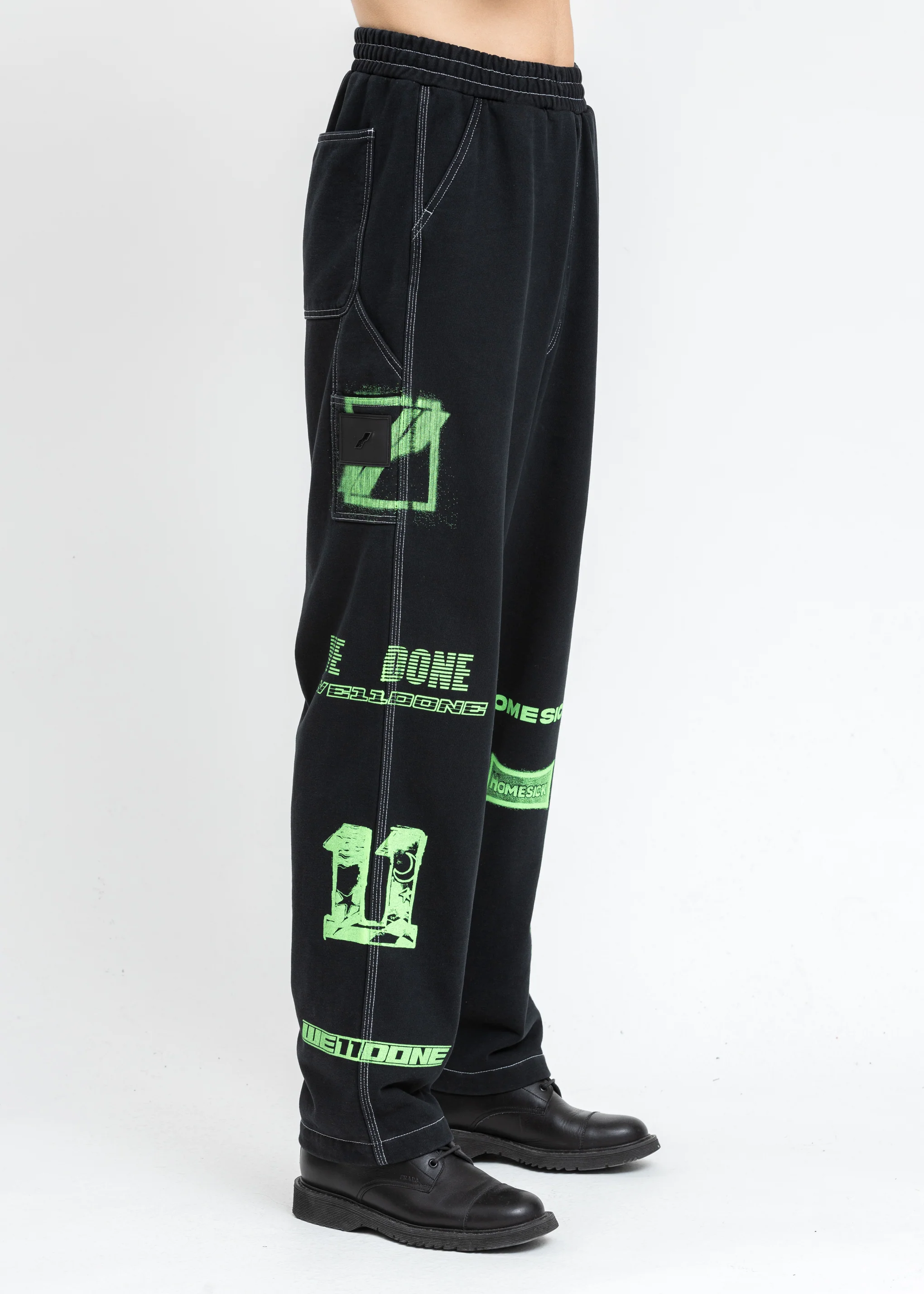 Black Logo Print Jersey Carpenter Pants - Image 2