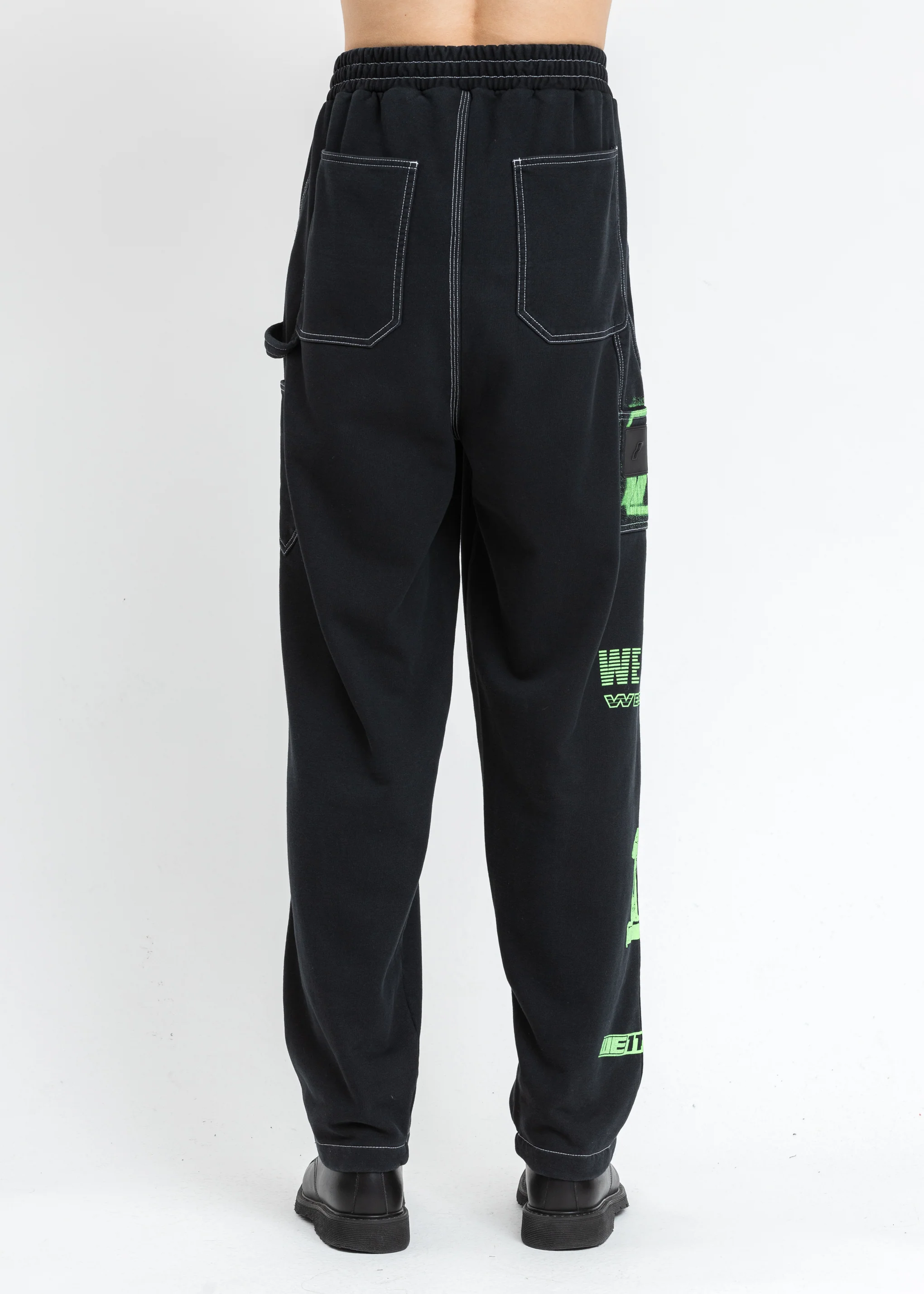 Black Logo Print Jersey Carpenter Pants - Image 4