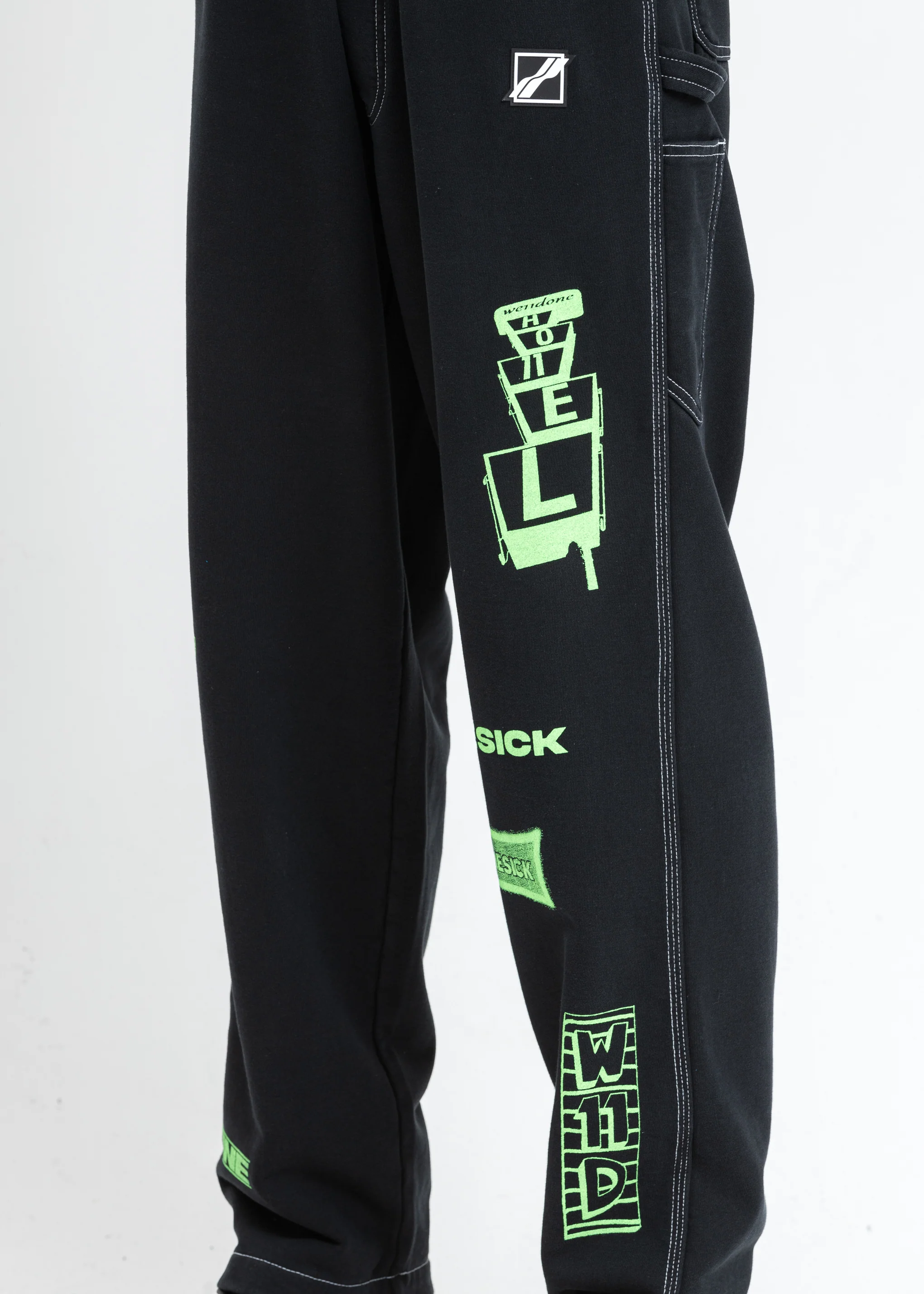 Black Logo Print Jersey Carpenter Pants - Image 5