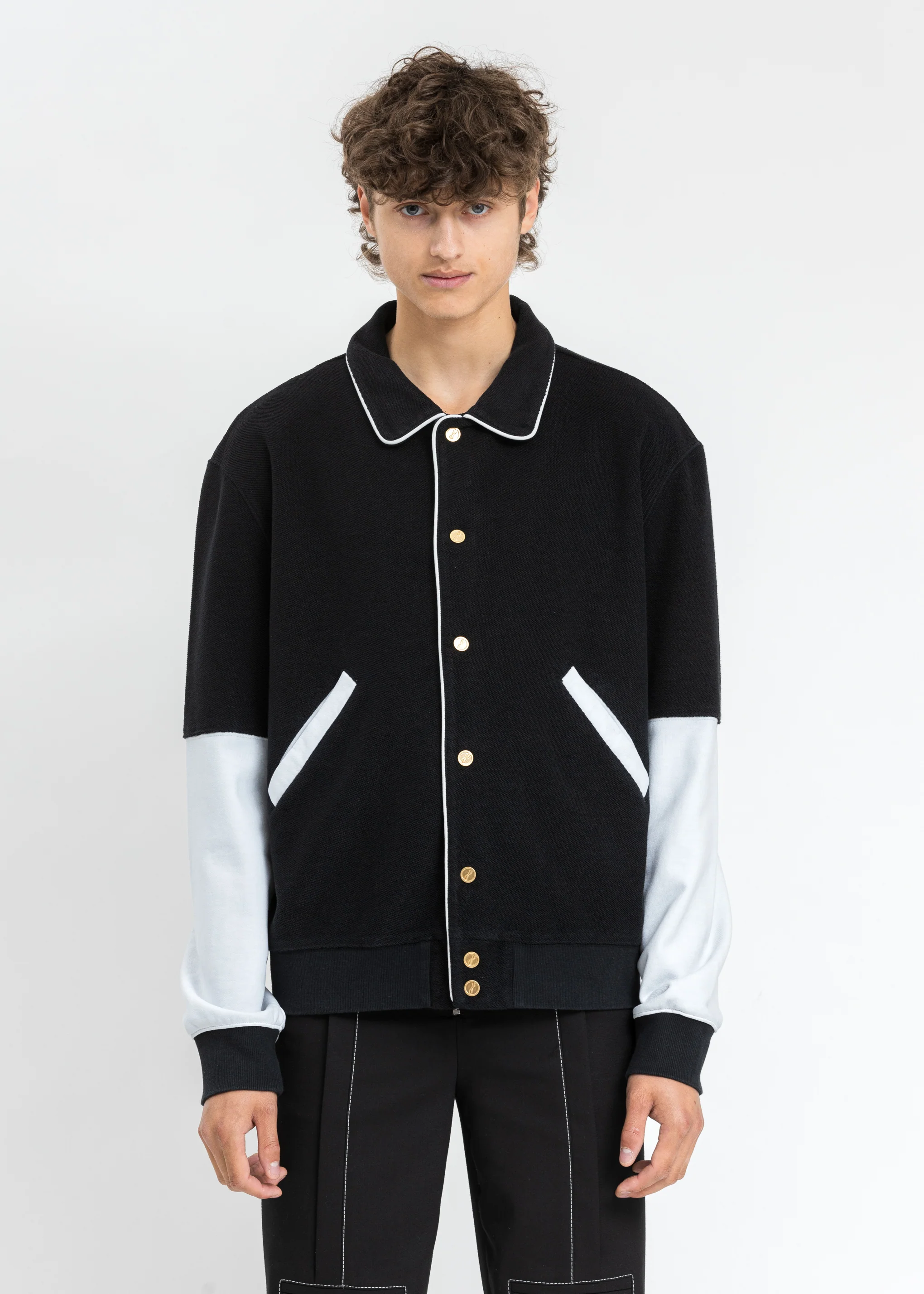 Black Logo Print Varsity Jacket