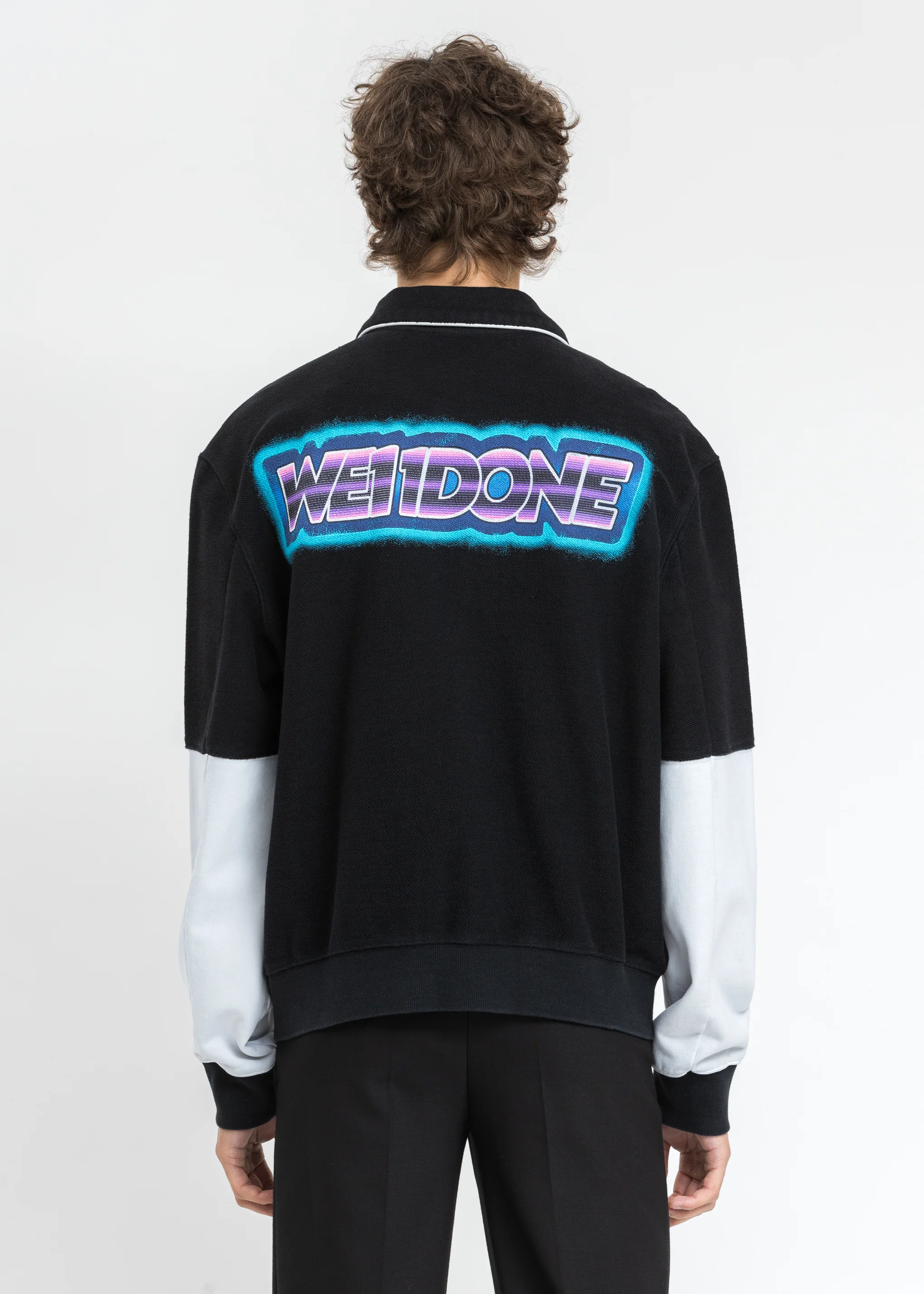 Black Logo Print Varsity Jacket - Image 2