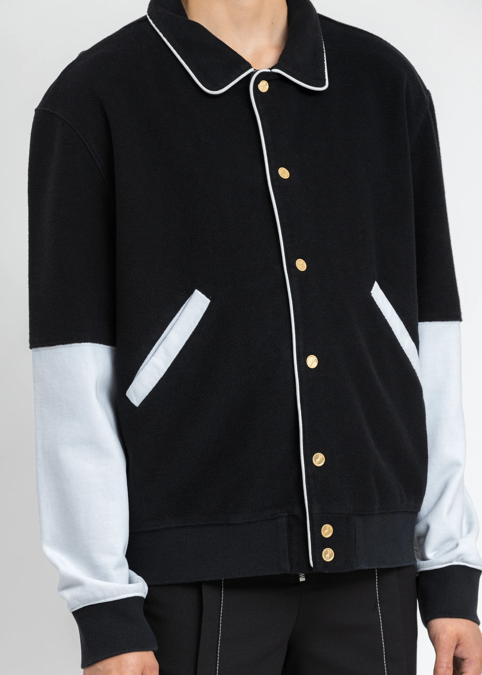 Black Logo Print Varsity Jacket - Image 4